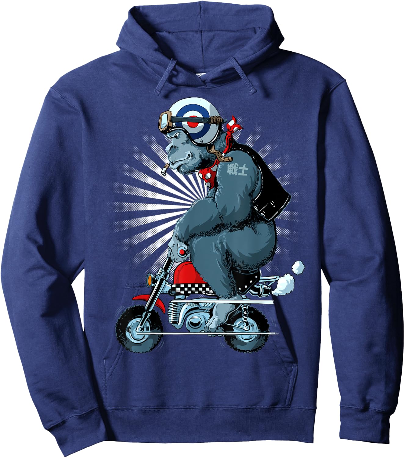 Monkey Bike Gorilla Cartoon Motorbike Design Hoodie - Hoodie | Navy