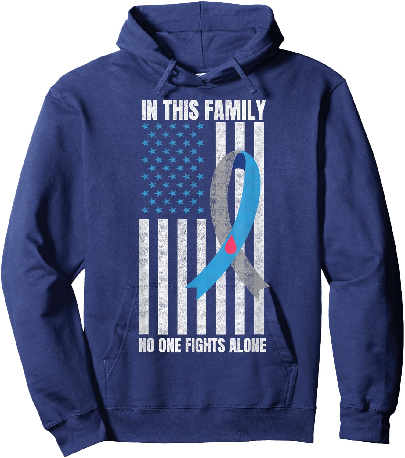 USA Flag Diabetes Type 1 Awareness Hoodie - Hoodie | Navy
