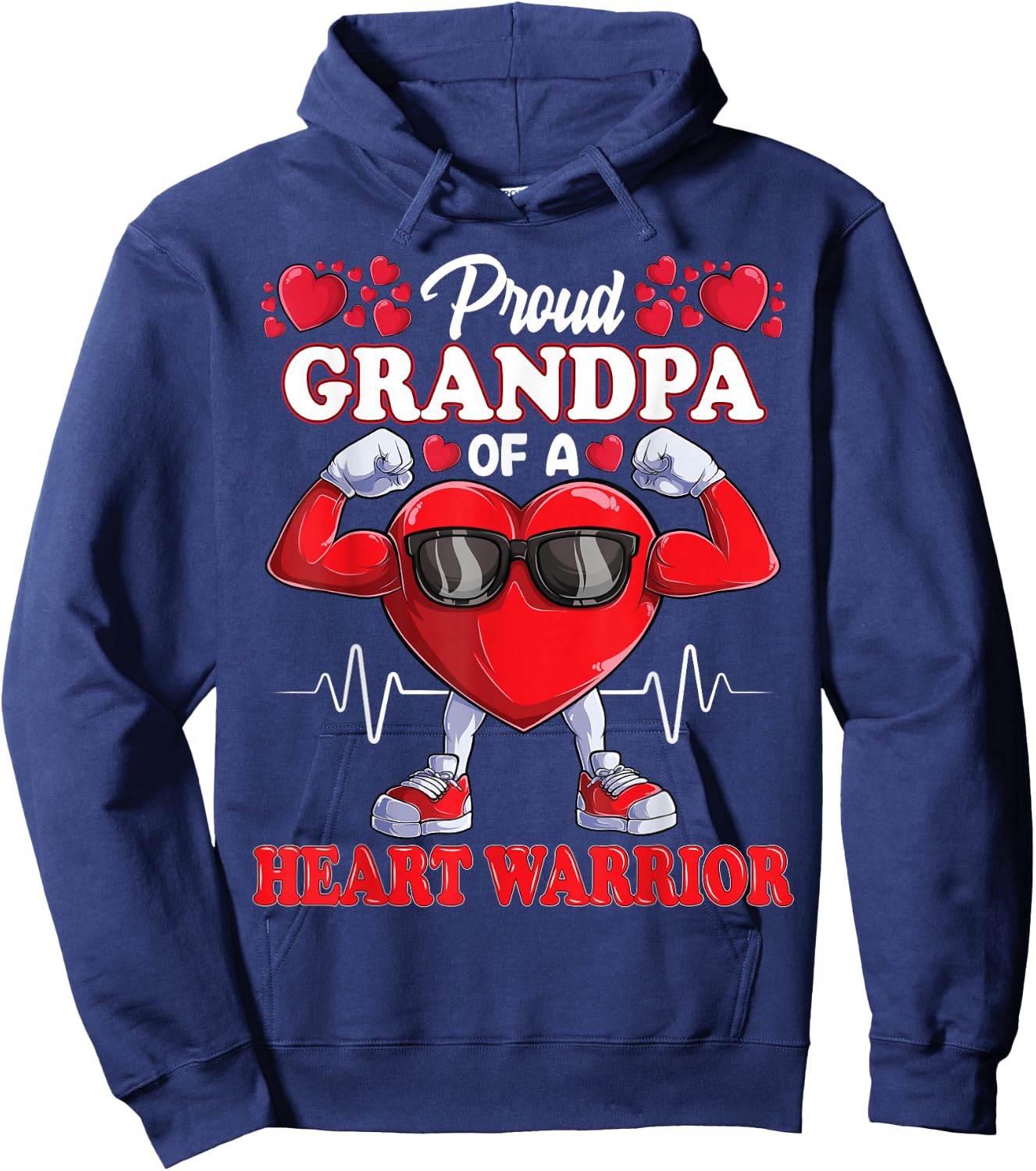 Proud Grandpa of a Heart Warrior CHD Awareness Hoodie - Hoodie | Navy