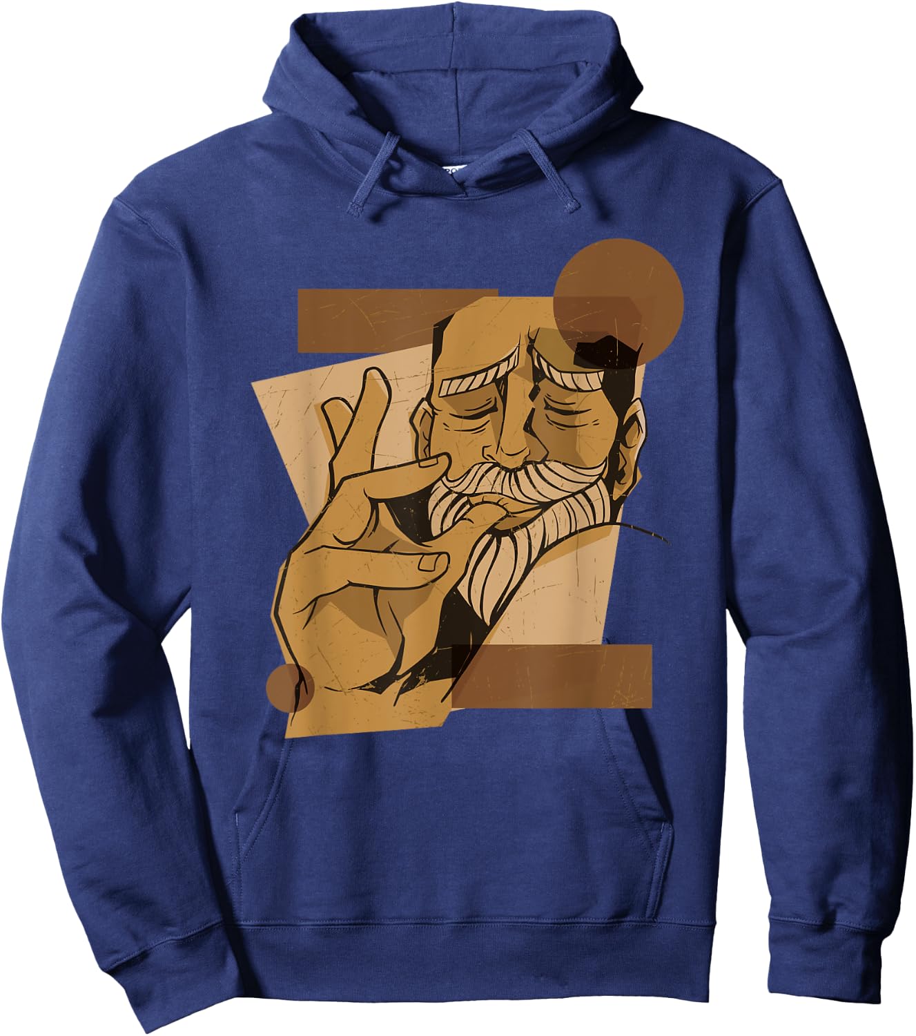 Man Licking Fingers Lick Food Delicious Cartoon Hoodie - Hoodie | Navy