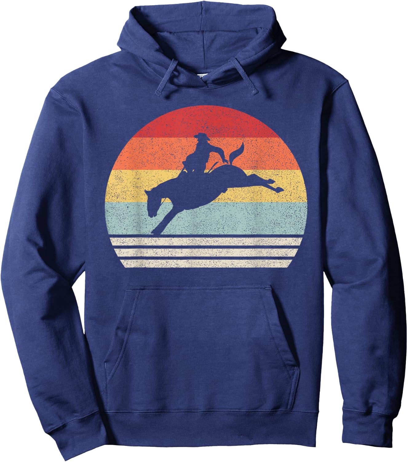 Retro Rodeo Bucking Bronc Riding Bronco Horse Hoodie - Hoodie | Navy