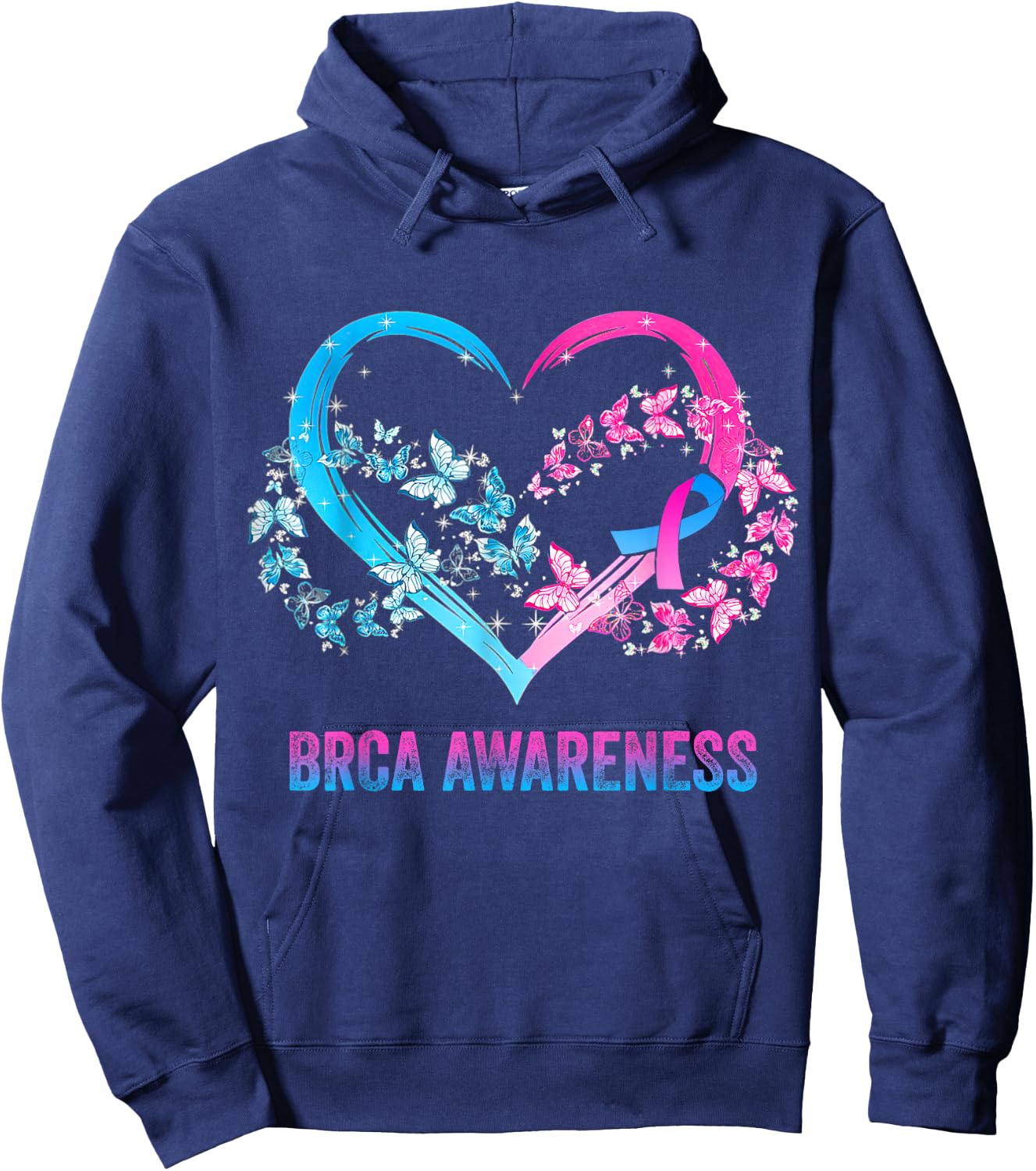 BRCA Awareness heart Gifts Hoodie - Hoodie | Navy