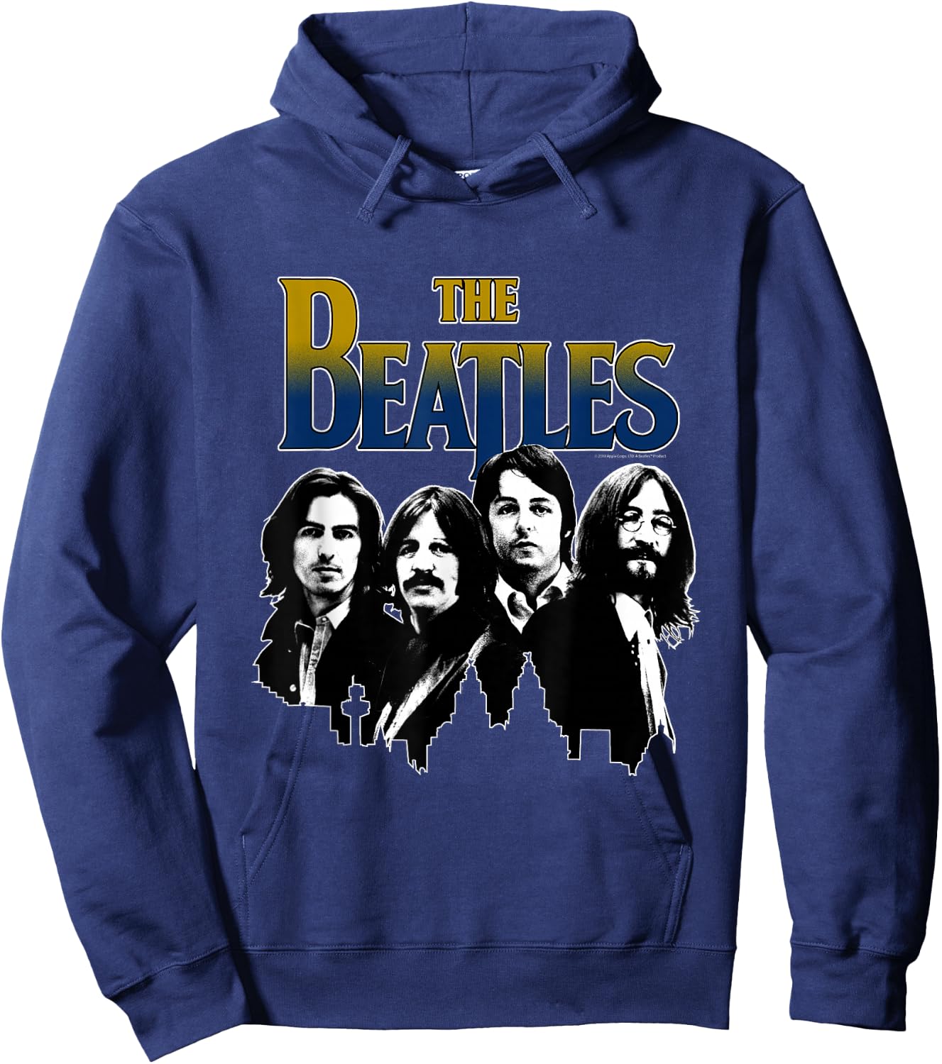 The Beatles Black and White Skyline Hoodie - Hoodie | Navy