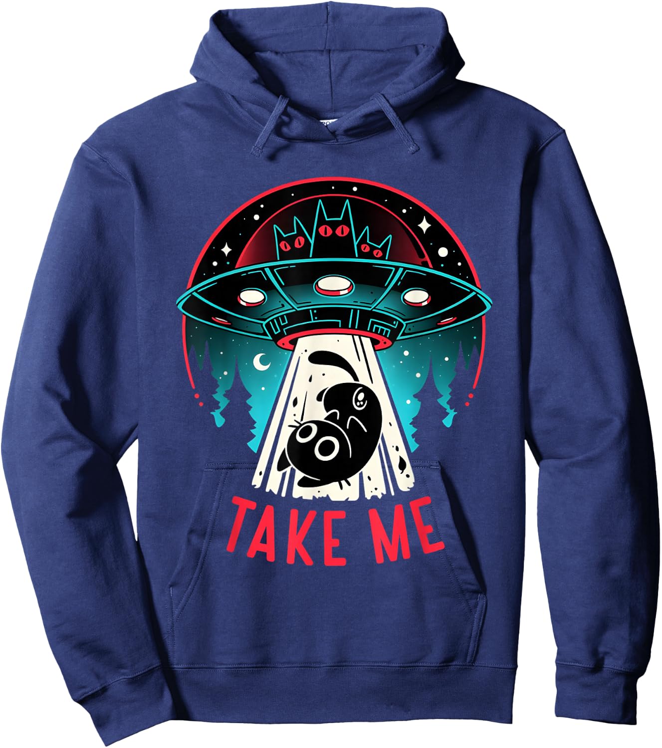 Alien Cat Abducts Cat Take Me Hoodie - Hoodie | Navy