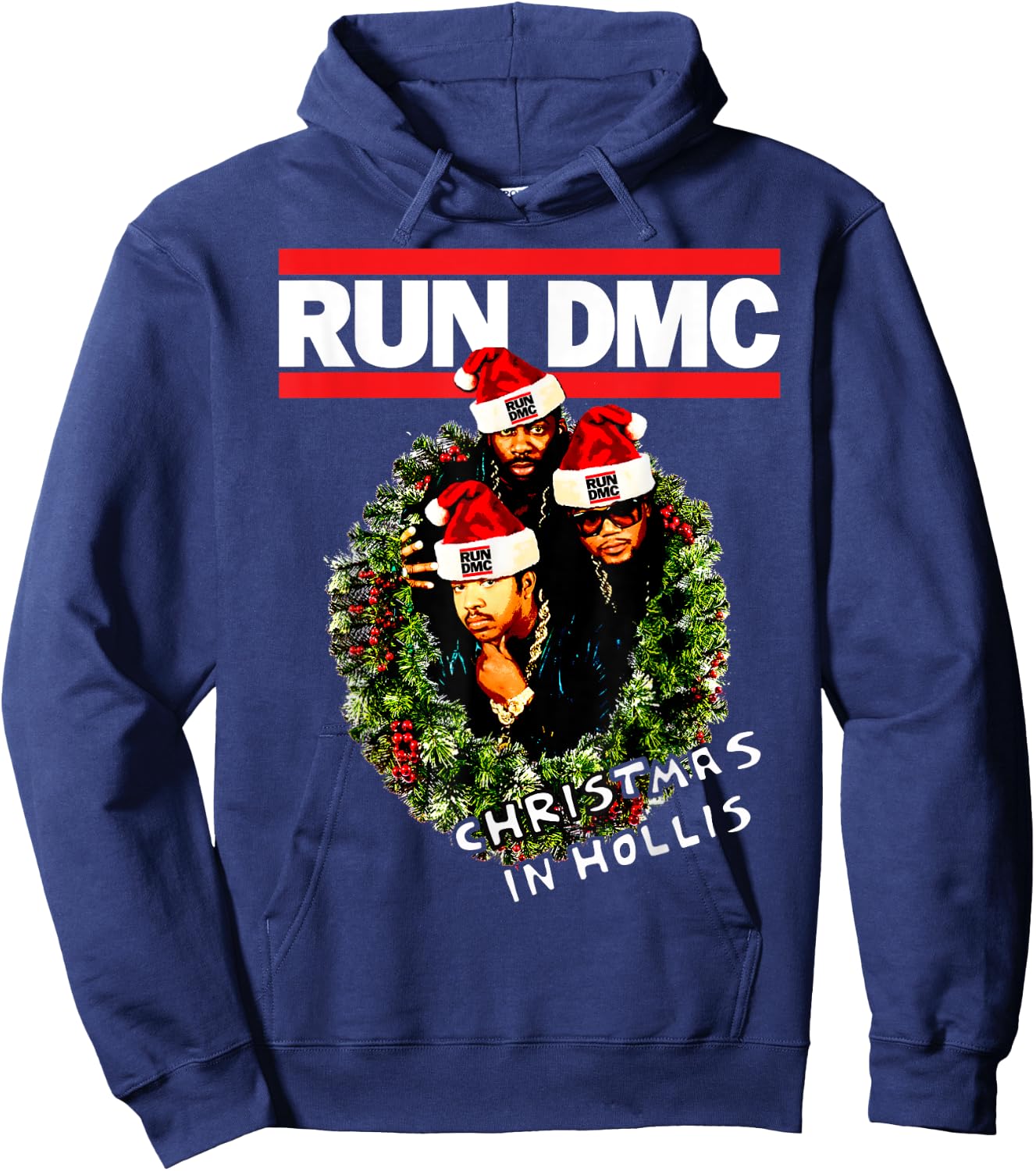 Run DMC Christmas In Hollis Black Hoodie - Hoodie | Navy
