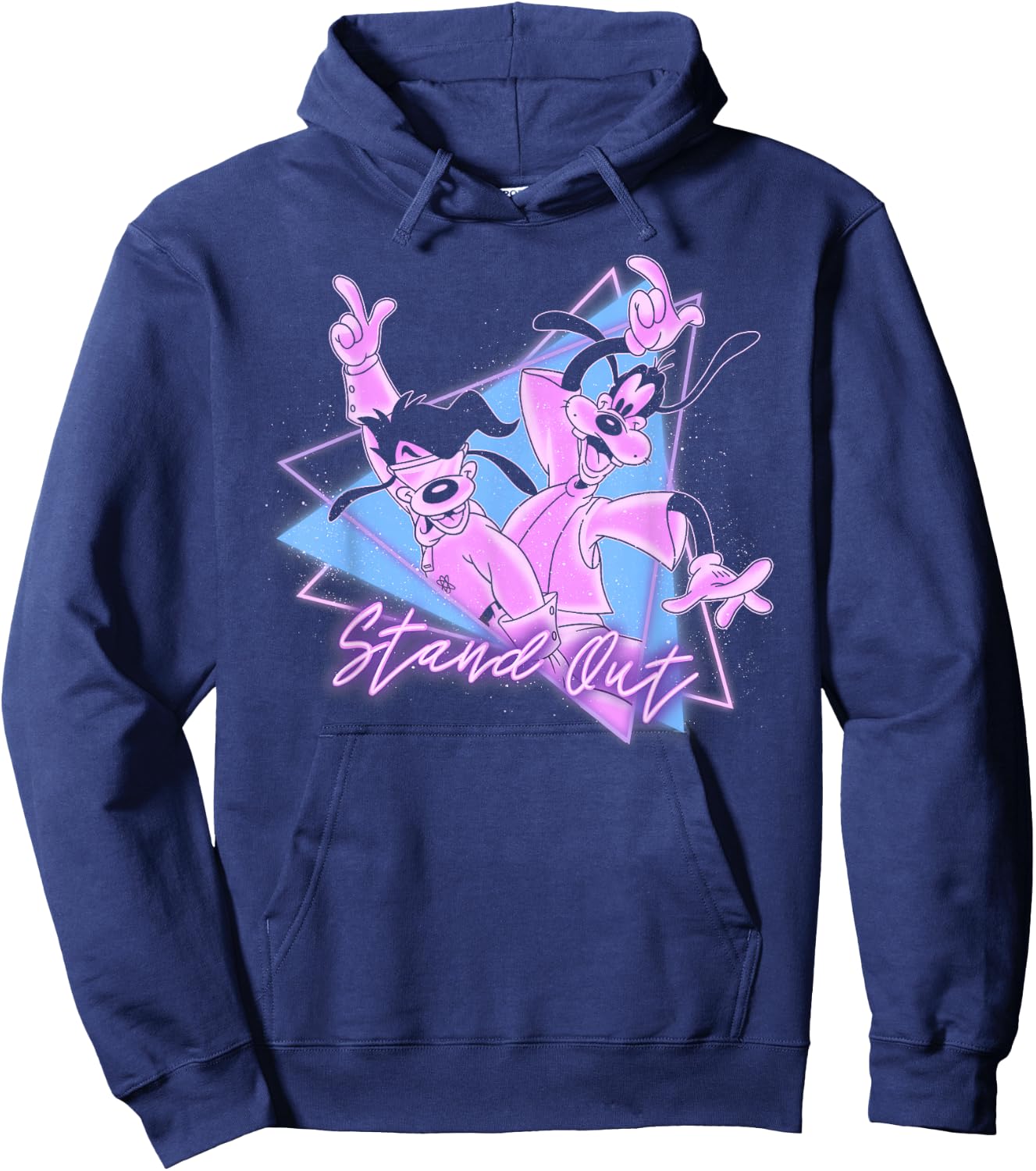 Disney Goofy and Son Retro Neon Portrait Hoodie - Hoodie | Navy
