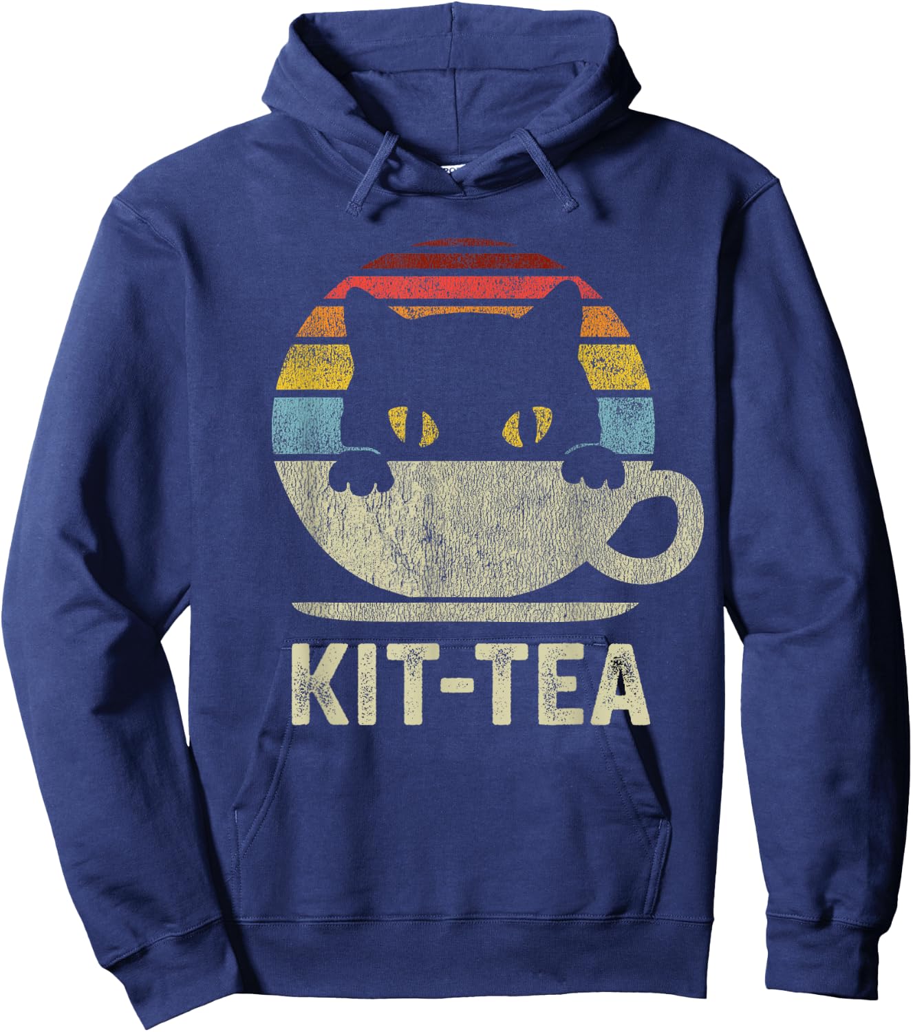 Kit Tea Black Kitty Cat Tea Lover Gift Hoodie - Hoodie | Navy