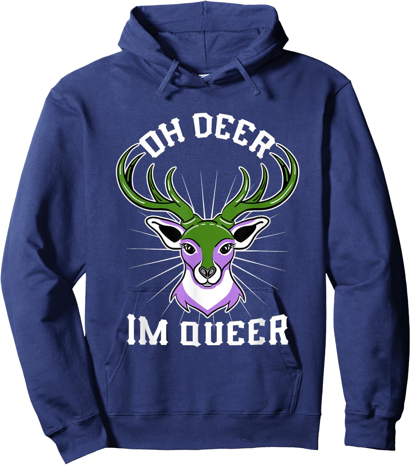Oh Deer Im Queer Genderqueer Pride Hoodie - Hoodie | Navy