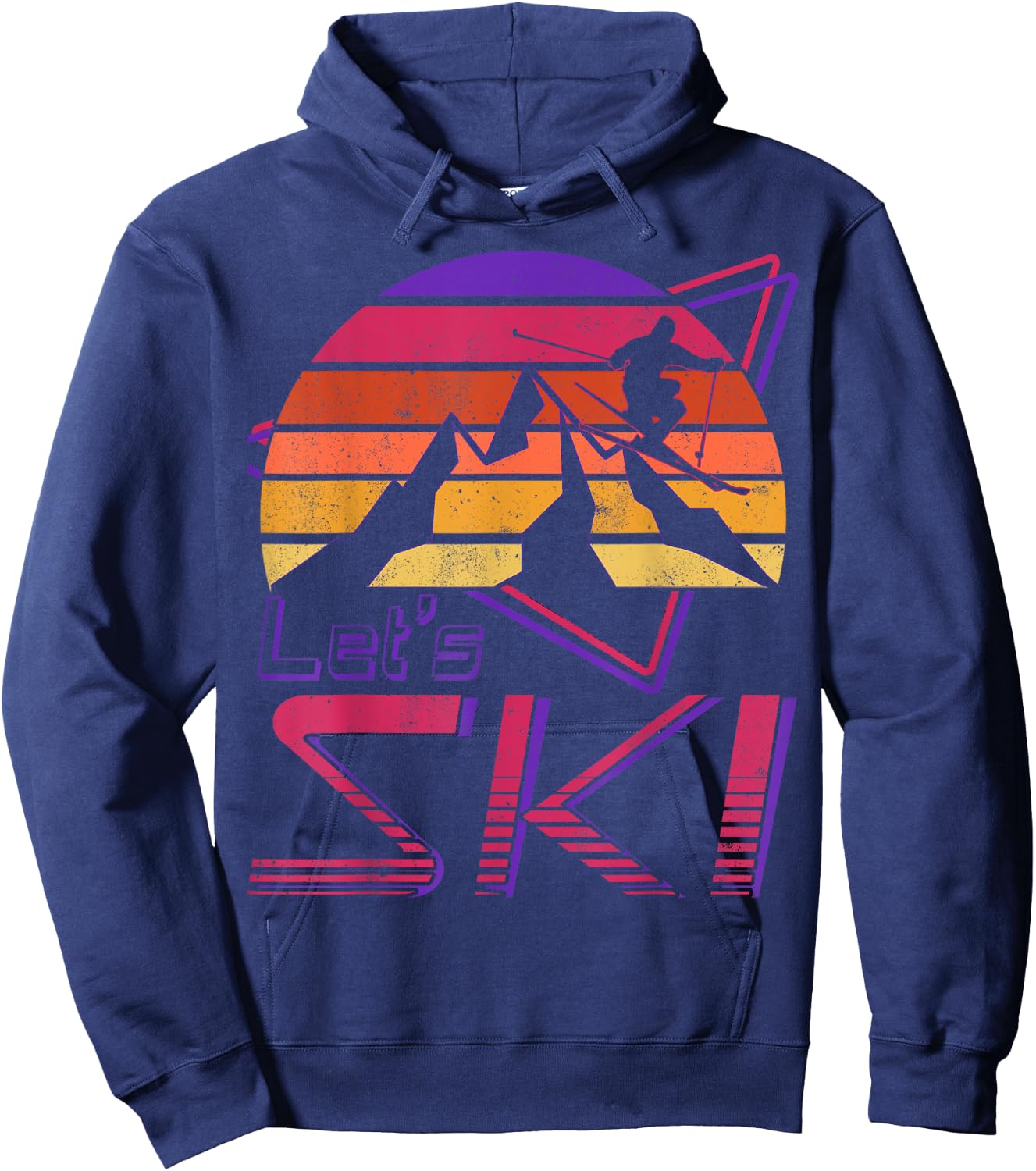 Retro Let's Ski Vintage 80s 90s Snow Skiing Hoodie - Hoodie | Navy