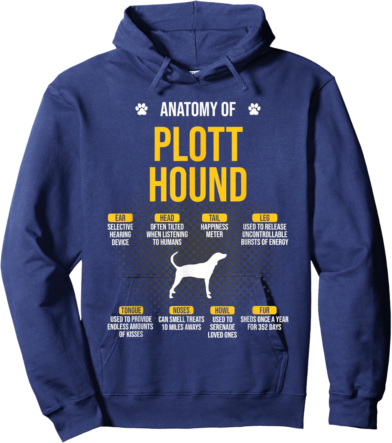 Anatomy Of Plott Hound Dog Lover Hoodie - Hoodie | Navy