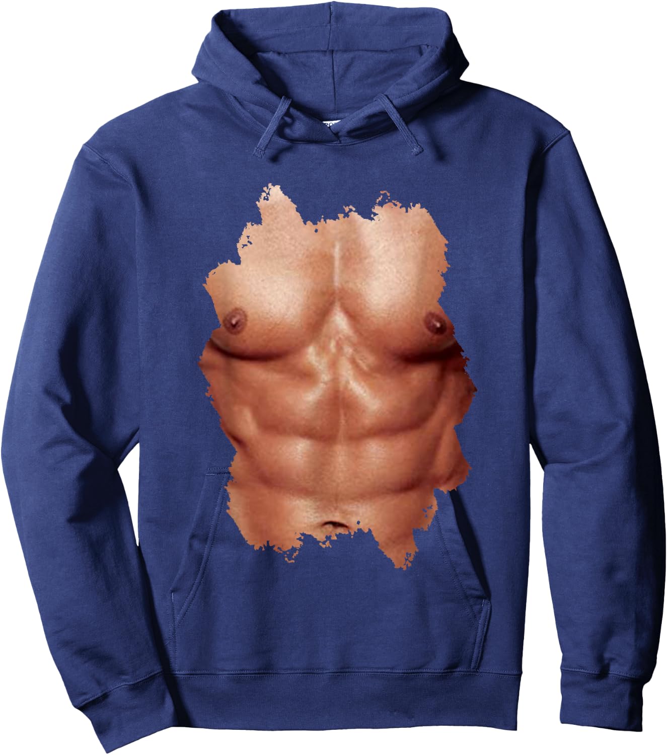 Fake Abdominal Shirt Body Muscle Sixpack Hoodie - Hoodie | Navy