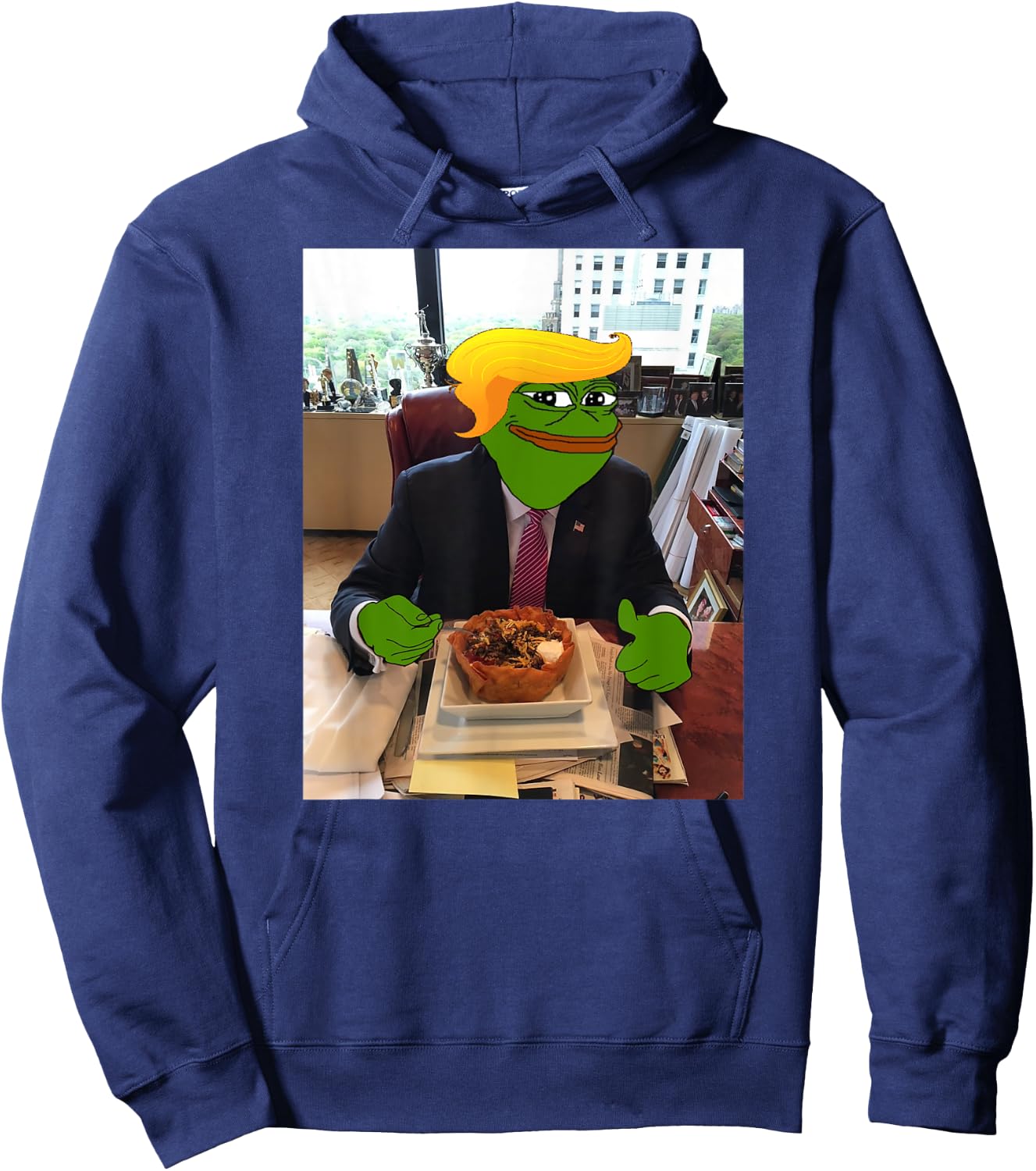 President Donald Trump Taco Bowl Funny Meme Hoodie - Hoodie | Navy