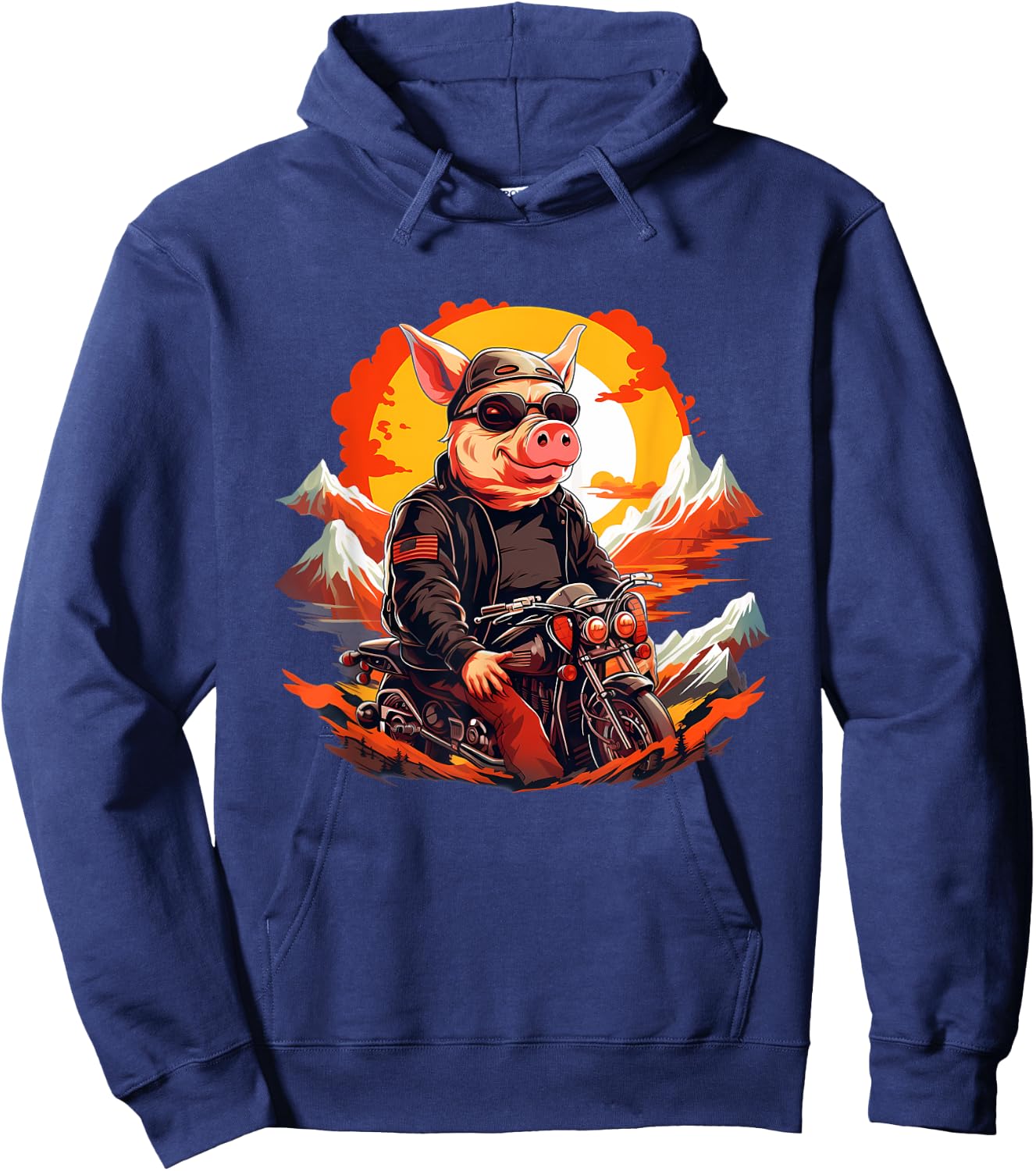Biker Pig Riding Motorcycle Hoodie - Hoodie | Navy