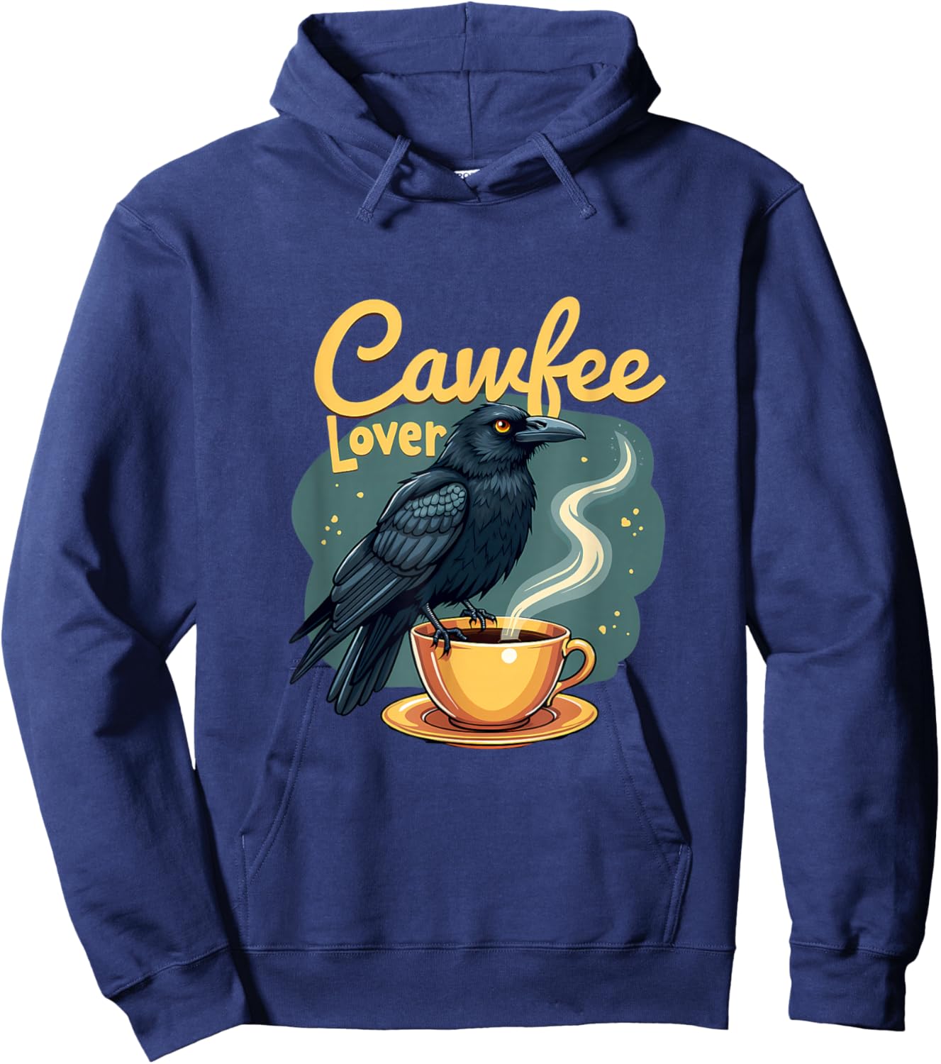 Cawfee Lover Raven Crow With Coffee Cup Hoodie - Hoodie | Navy
