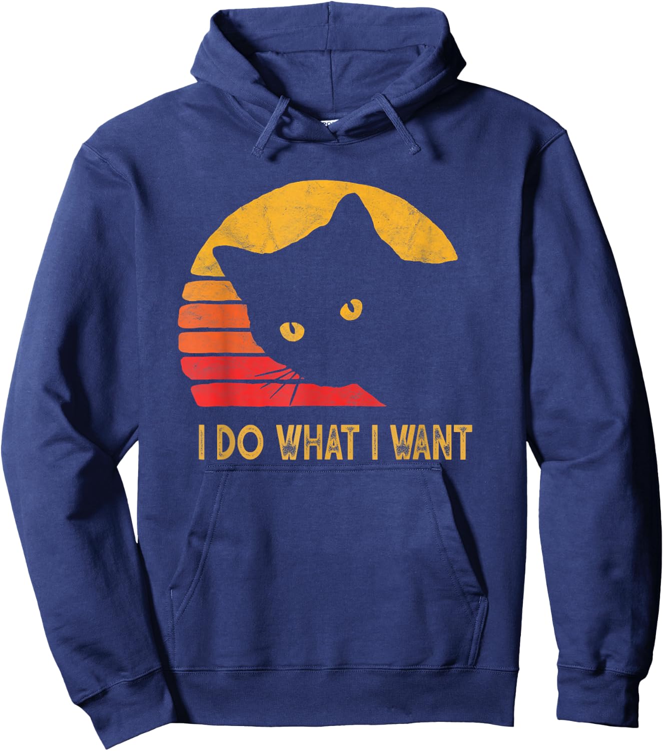 Retro I do what I want with my cat funny Gift Hoodie - Hoodie | Navy