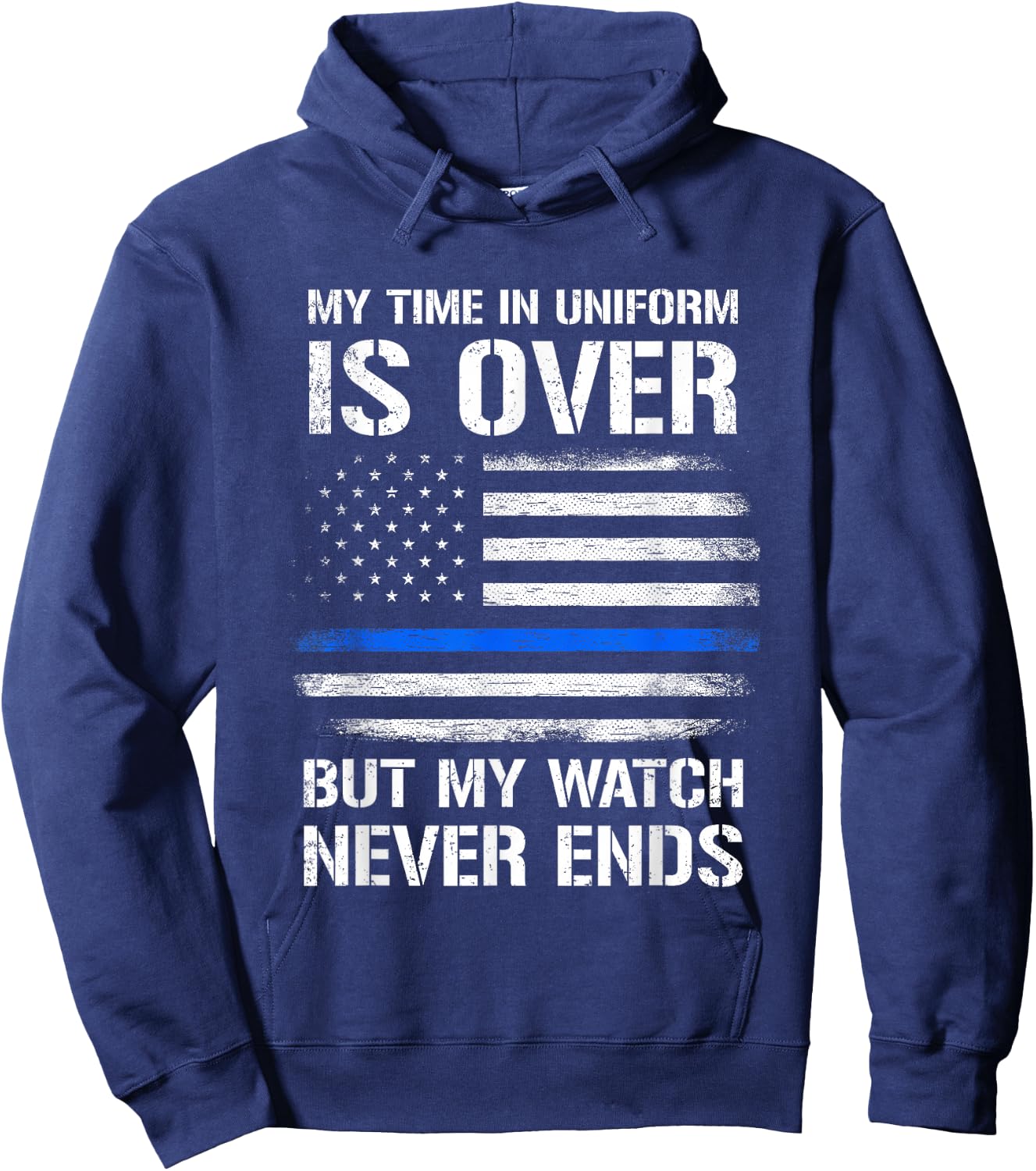 Retired Police Officer Gifts Thin Blue Line Hoodie - Hoodie | Navy