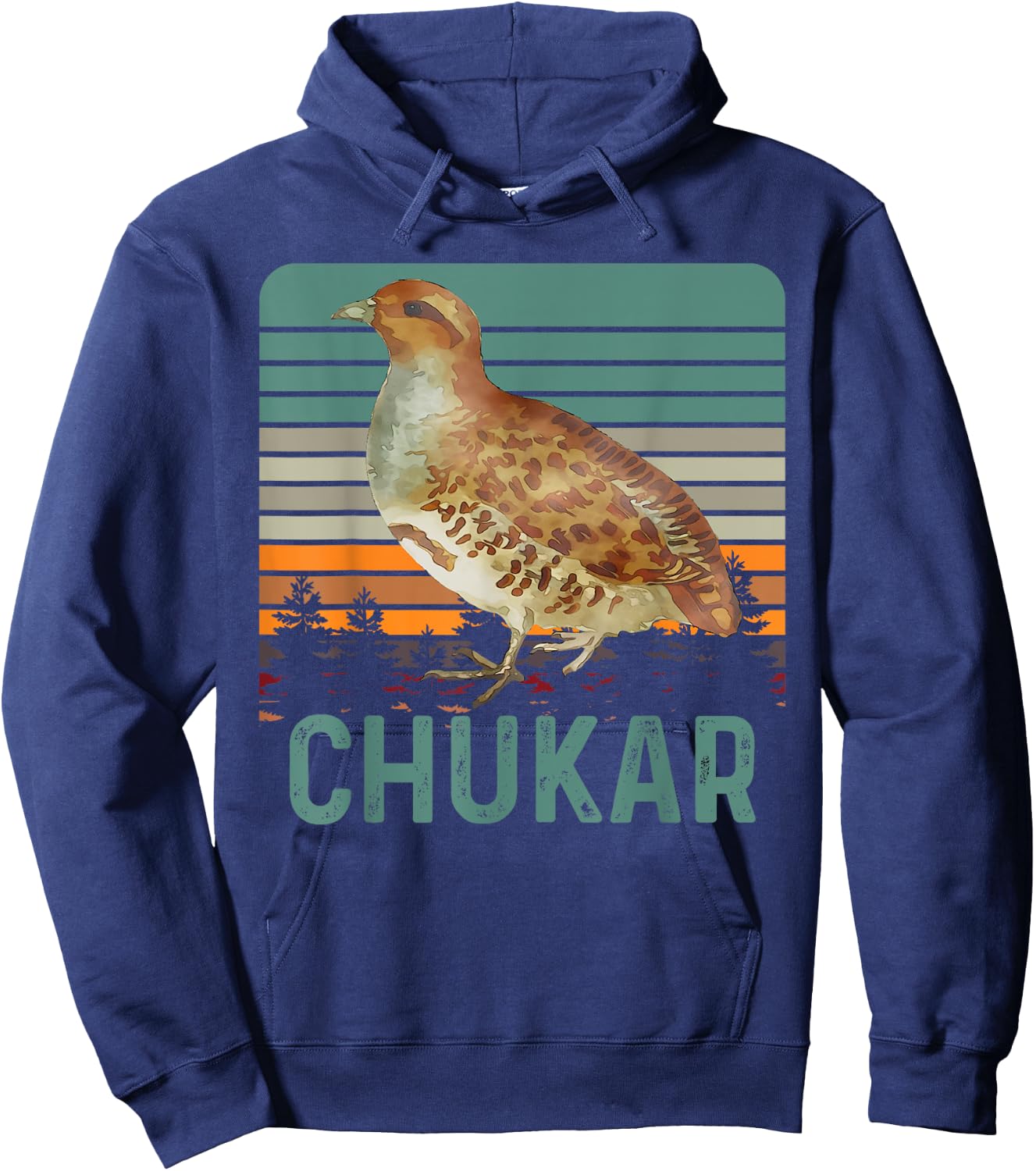 Funny Chukar Retro Vintage Funny Hunting Hoodie - Hoodie | Navy