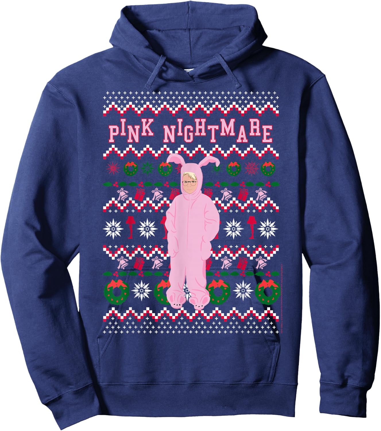 A Christmas Story Pink Nightmare Ugly Sweater Hoodie - Hoodie | Navy