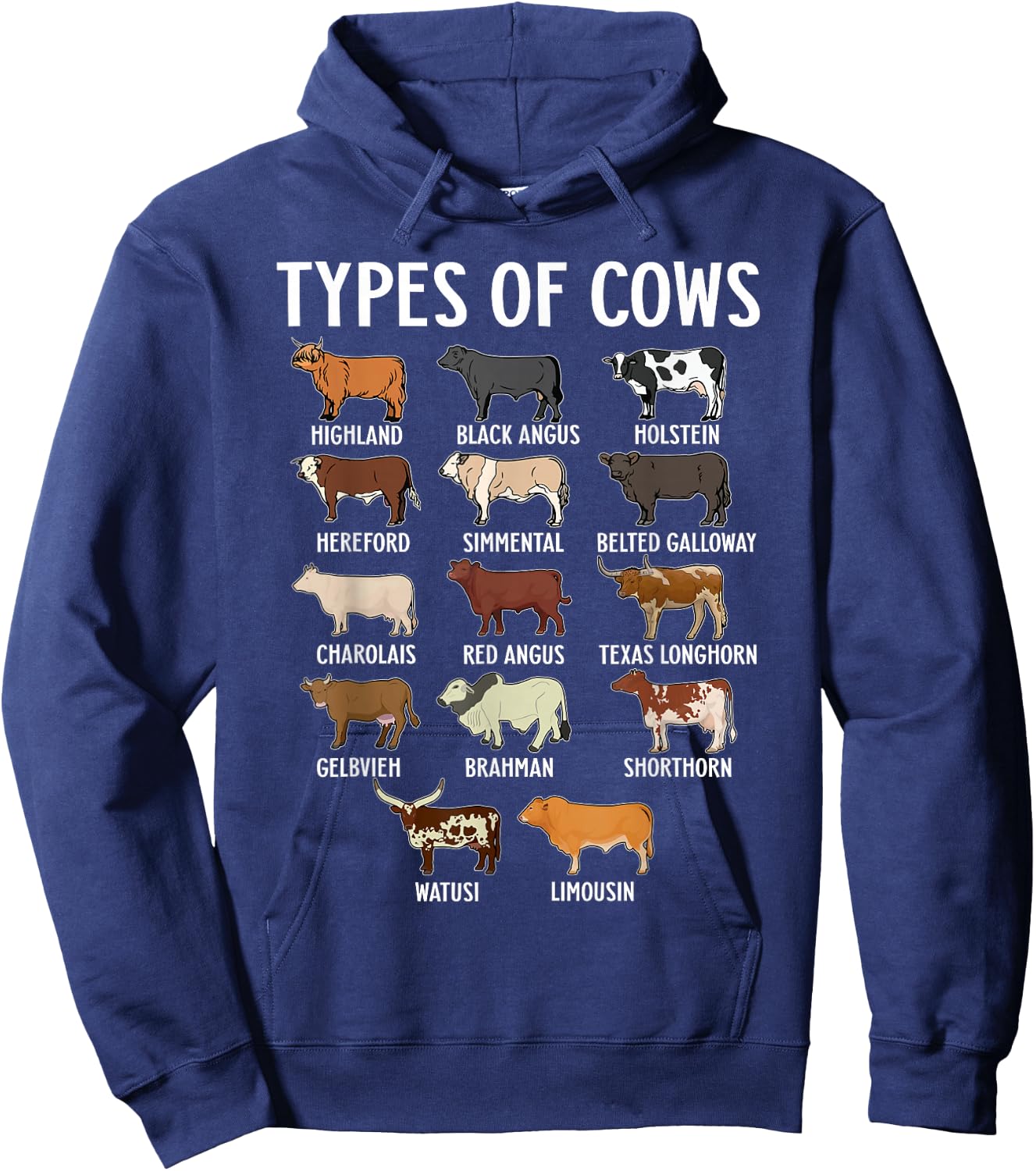 Types of Cows - Farmers Cow Lovers Men Women Hoodie - Hoodie | Navy