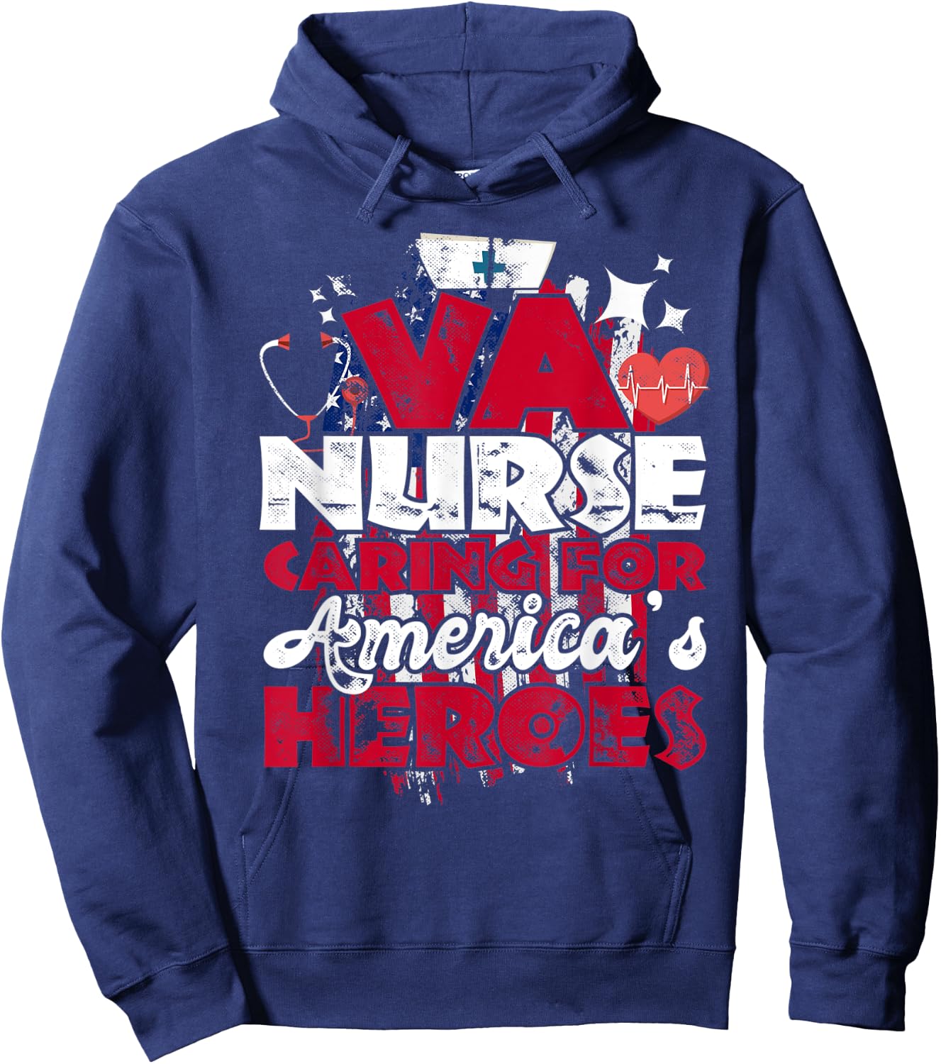 VA Nurse Caring For America's Heroes Gift Hoodie - Hoodie | Navy