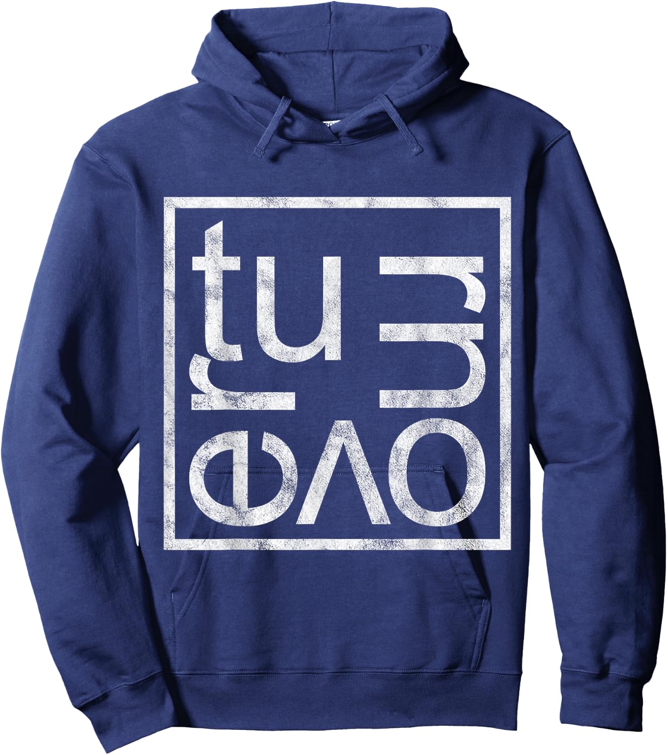 Turnover Box Style Logo Minimalist Hoodie - Hoodie | Navy