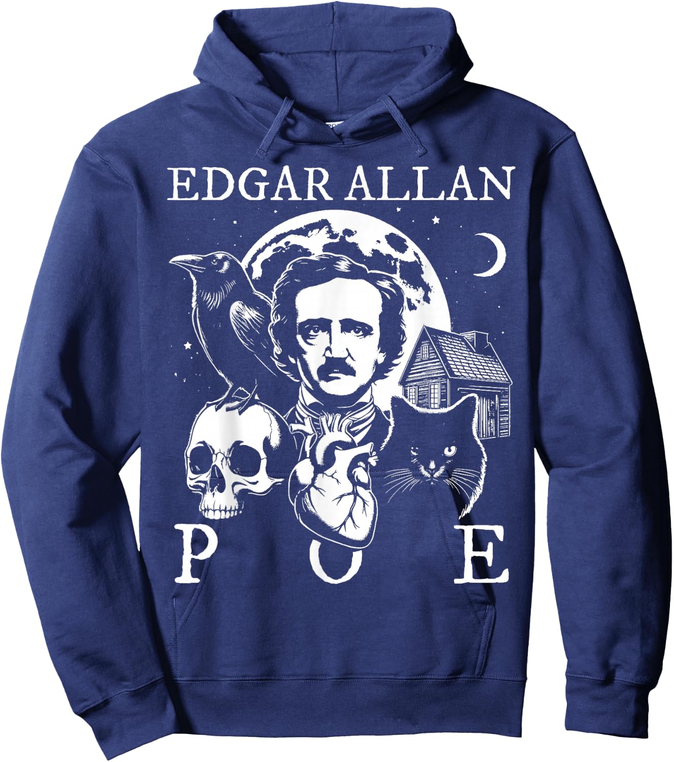 Edgar Allan Poe Poems Quotes Raven Literature Hoodie - Hoodie | Navy