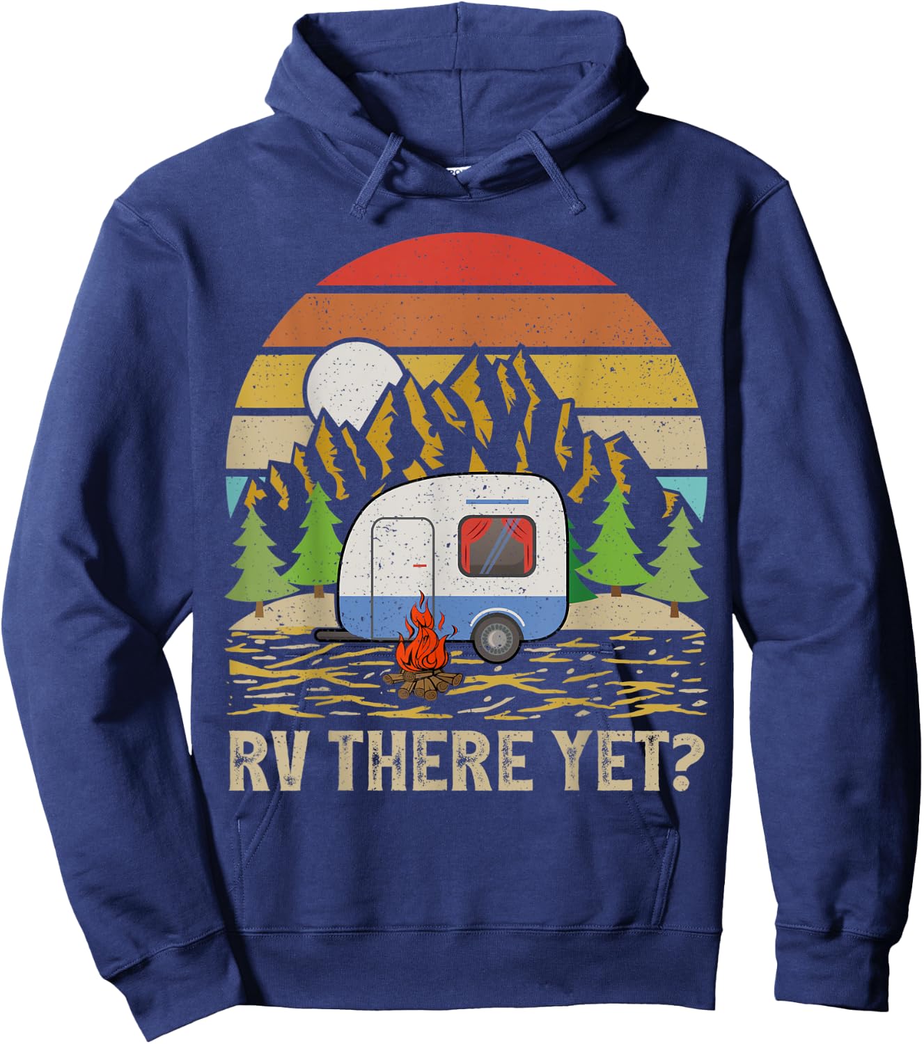 Vintage Mountain RV There Yet Retro Camper Hoodie - Hoodie | Navy