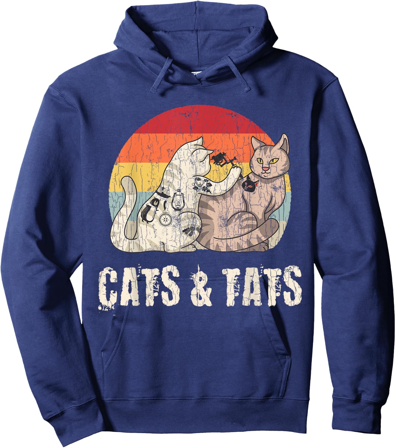 Cats and Tats Tattoo Cute Funny Gift Hoodie - Hoodie | Navy