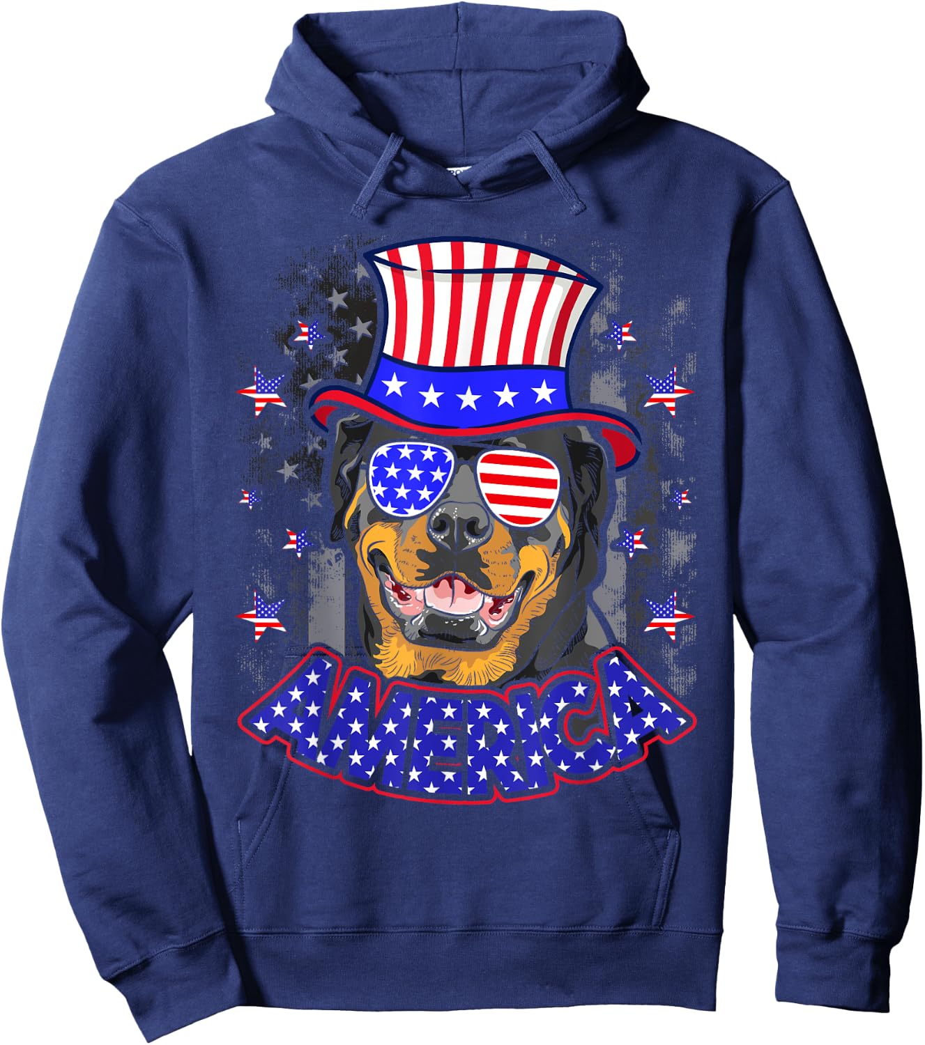 Rottweiler American USA Flag 4th of July Hoodie - Hoodie | Navy