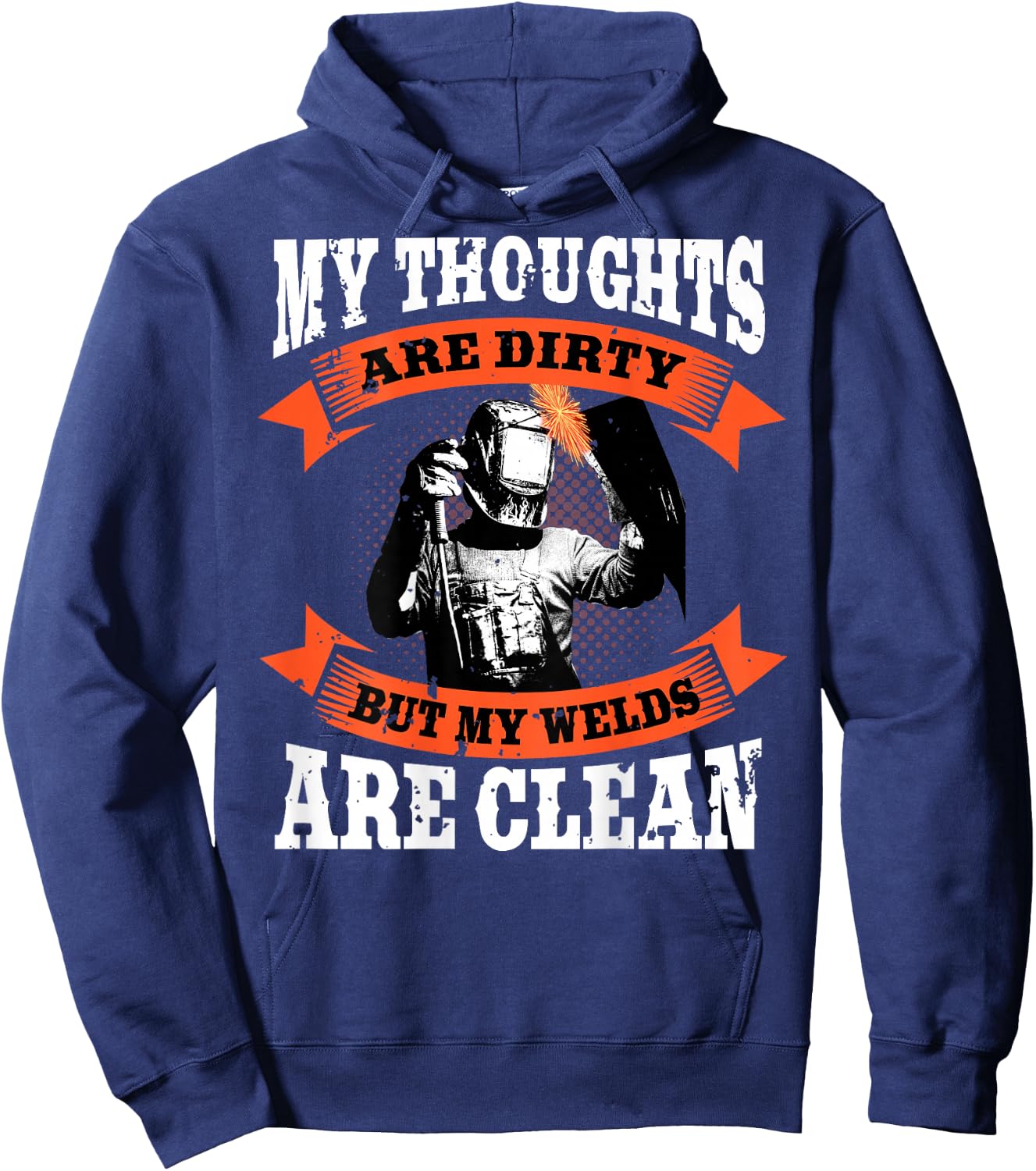 Welder Funny Welding Image On Back of Shirt Hoodie - Hoodie | Navy