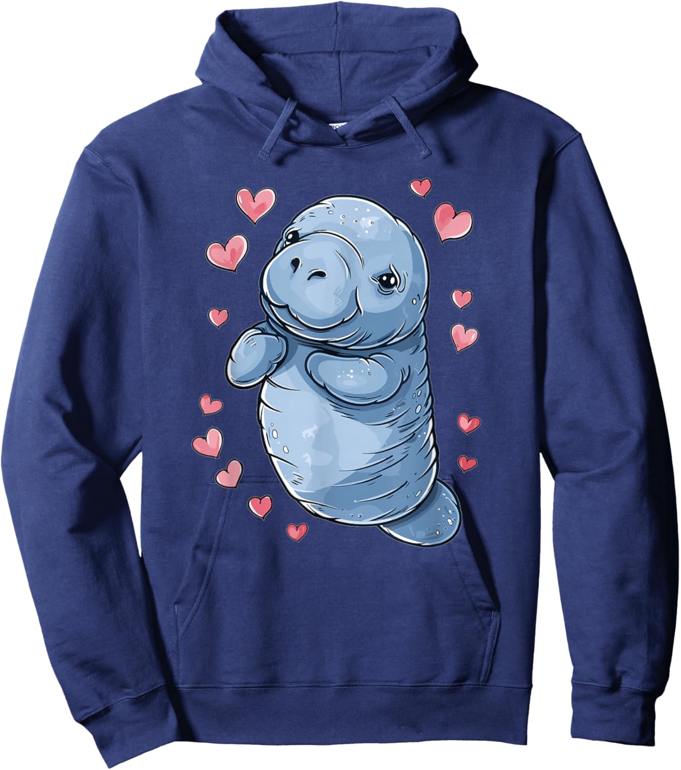 Cute Heart Manatee Hoodie - Hoodie | Navy