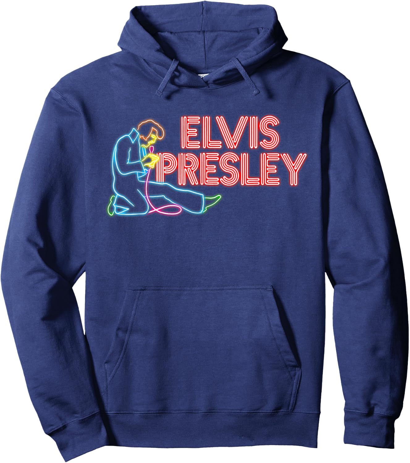 Elvis Presley Official Elvis Neon Sign Hoodie - Hoodie | Navy