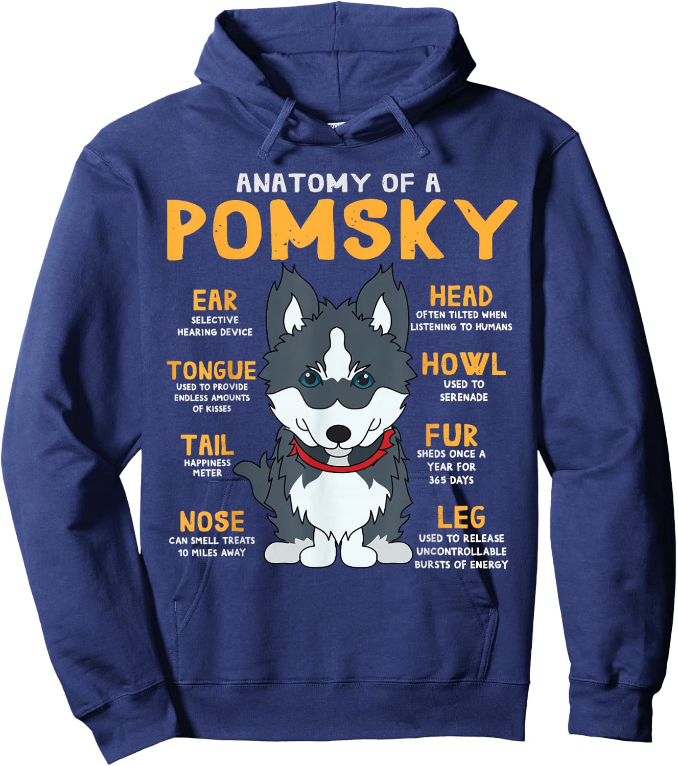 Pomsky Anatomy Funny Dog Mom Dad Gift Hoodie - Hoodie | Navy