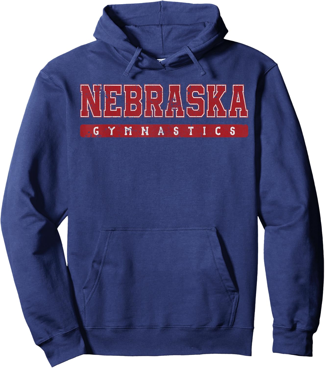 Nebraska Gymnastics Red Vintage Text Hoodie - Hoodie | Navy