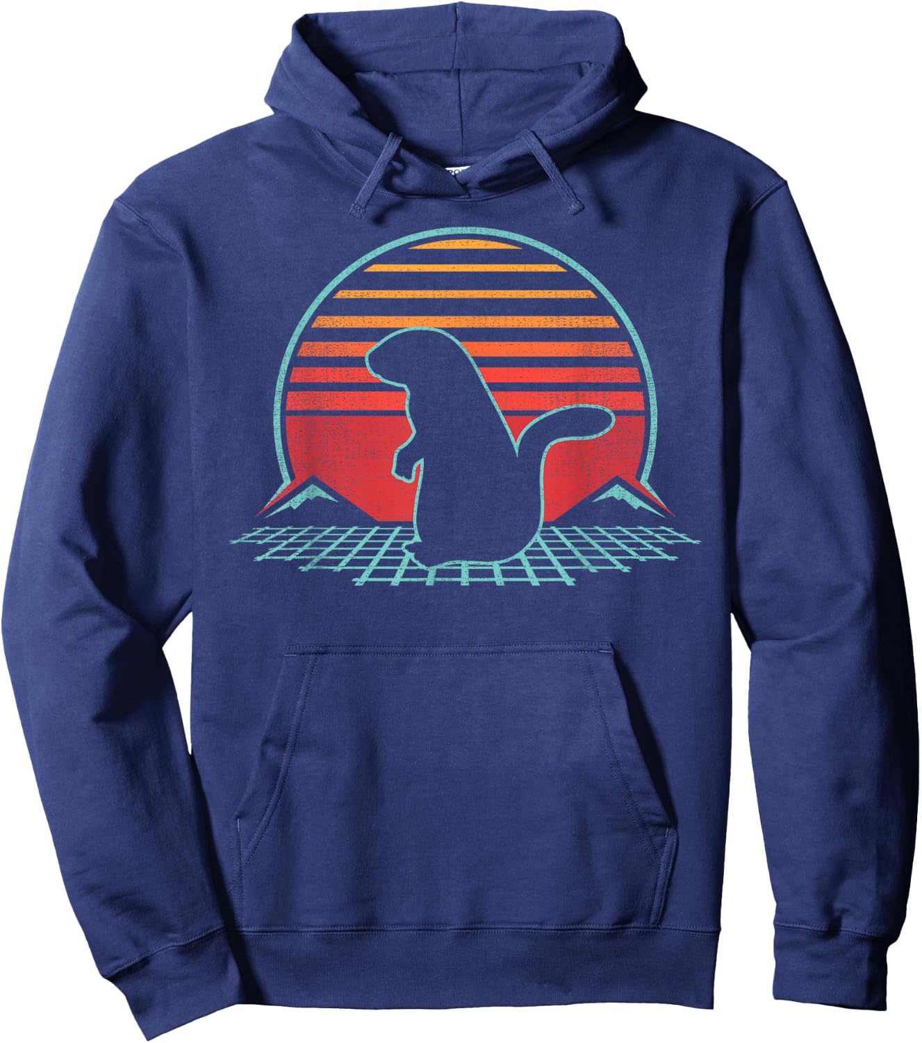 Groundhog Day Animal Retro Vintage 80s Style Hoodie - Hoodie | Navy