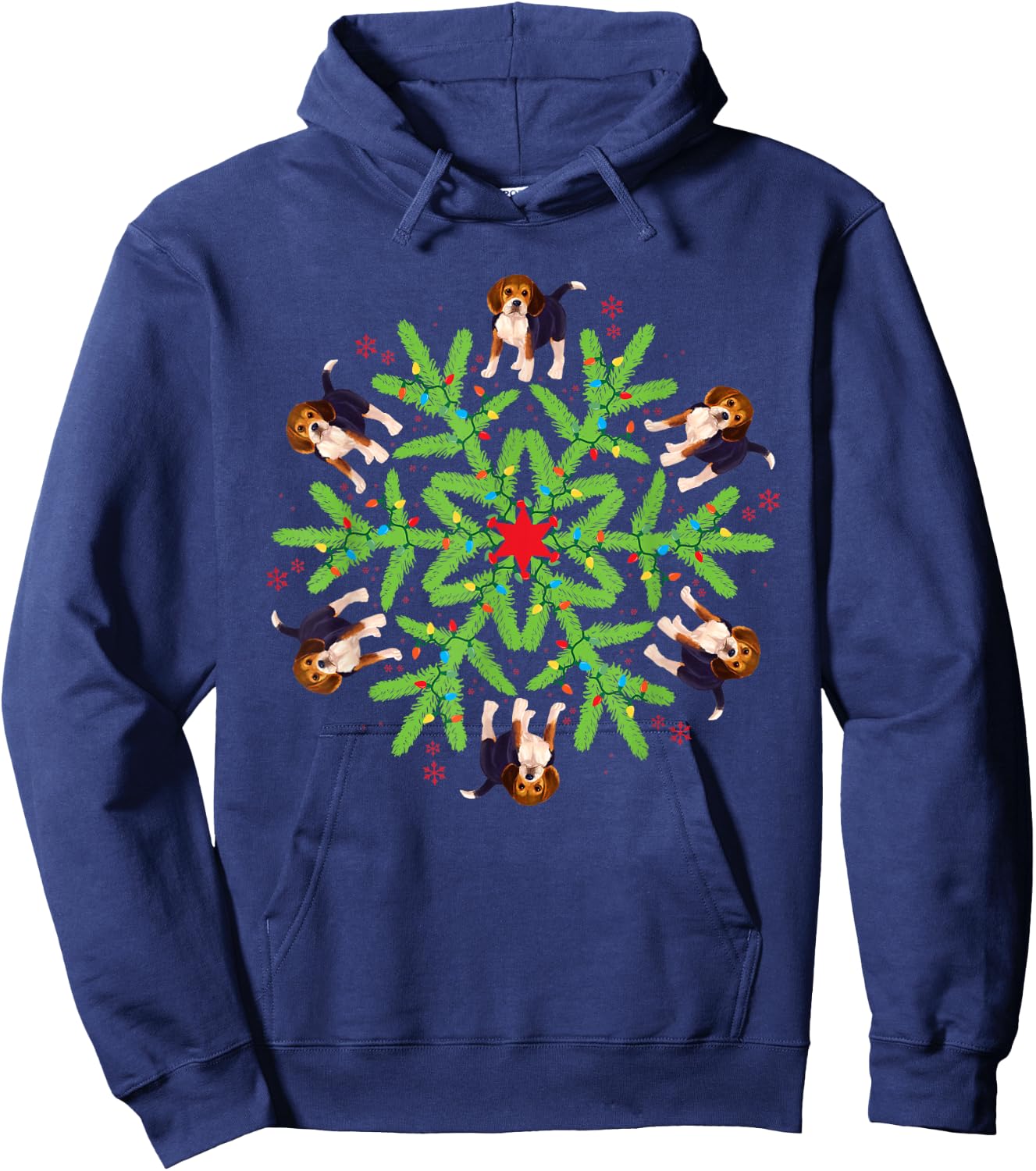 Christmas Snowflake Beagle Hoodie - Hoodie | Navy