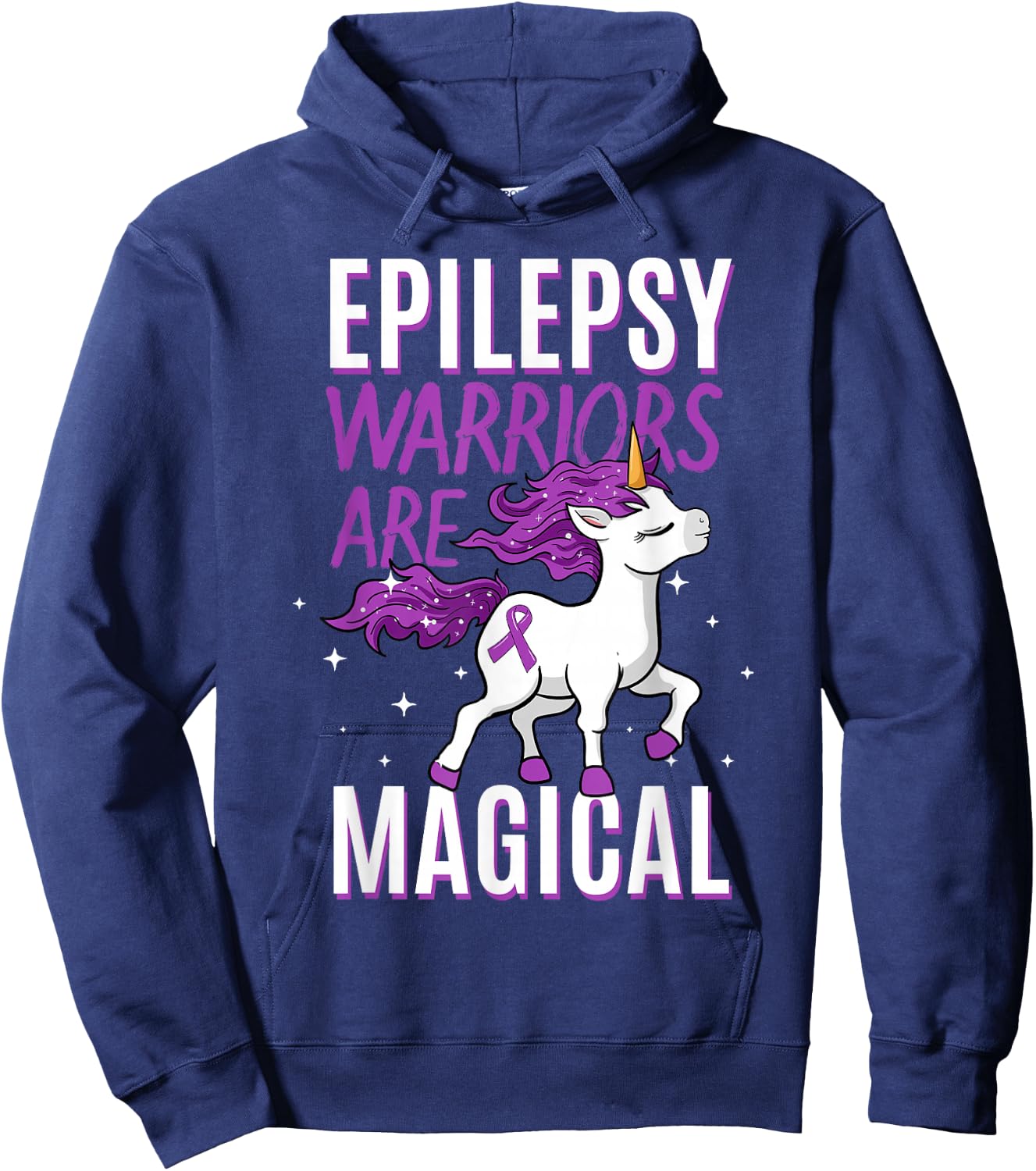 Epilepsie-Bewusstseinsmonat-Kleidung Epilepsy Warriors Are Magical Unicorn Graphic - Black, Small - Men's, Adults with Epilepsy or Supporters, , Short Sleeve, Classic Fit Hoodie - Hoodie | Navy