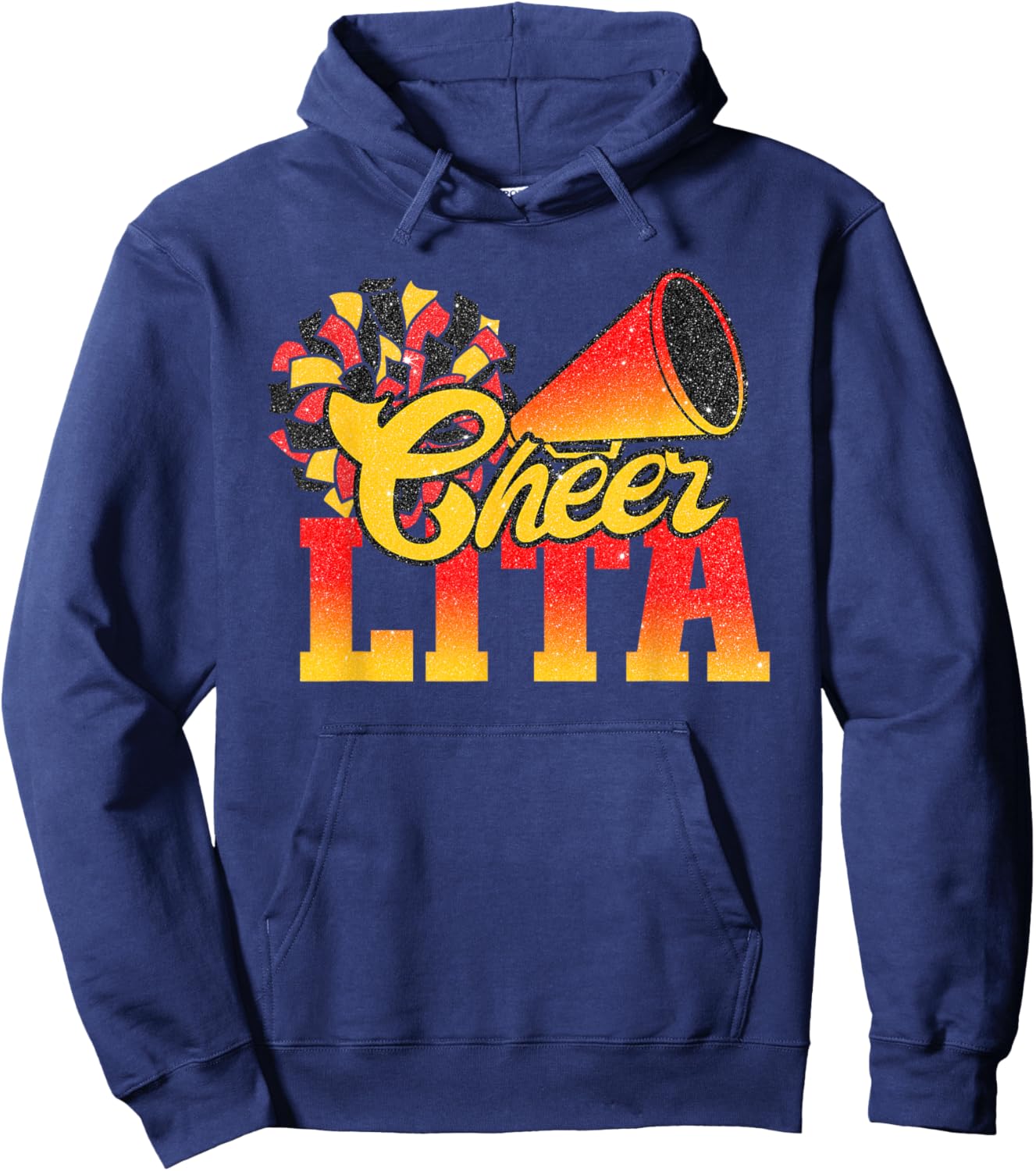 Orange Red Gold Pom Pom Hoodie - Hoodie | Navy