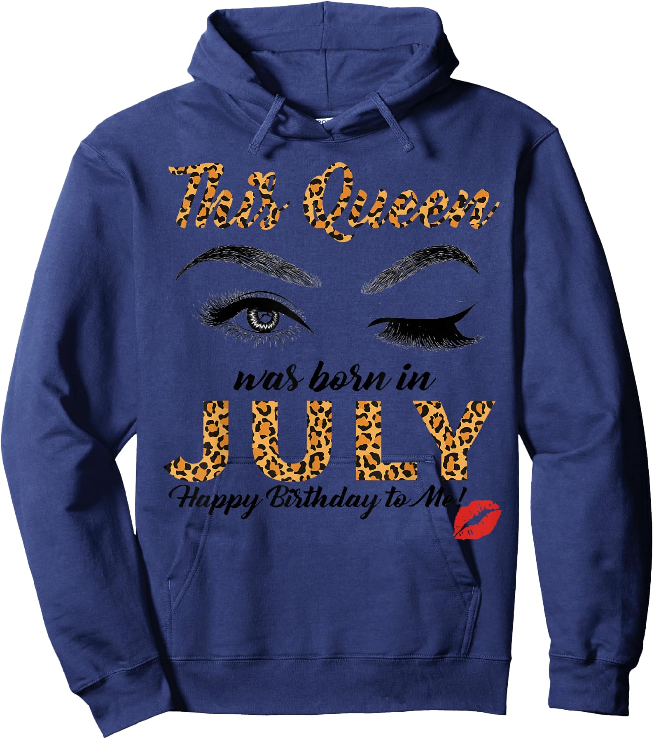 Leopard This Queen Was Born In JuLy Hoodie - Hoodie | Navy