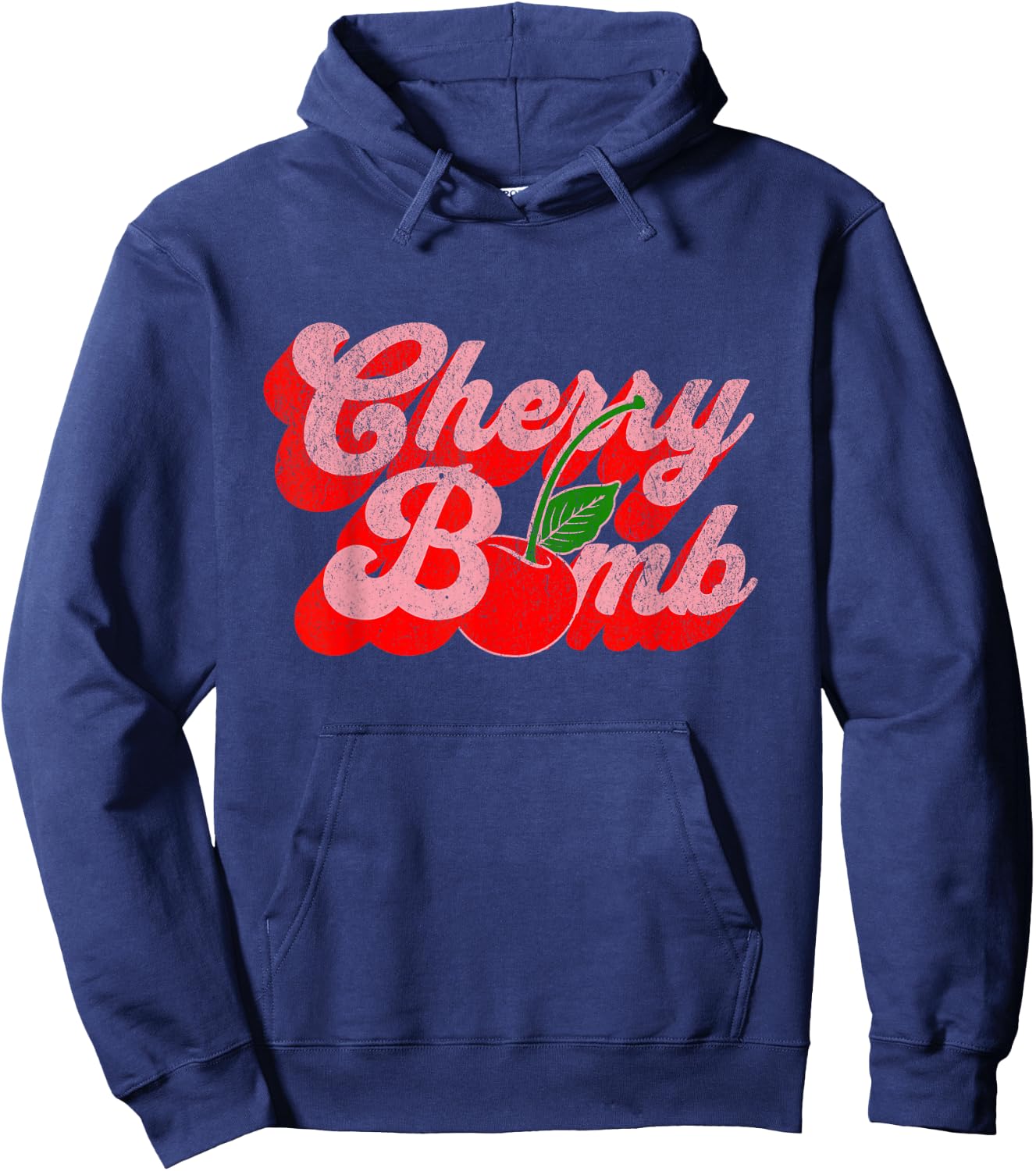 Cherry Bomb Retro 70s Vintage Style Cute Hoodie - Hoodie | Navy