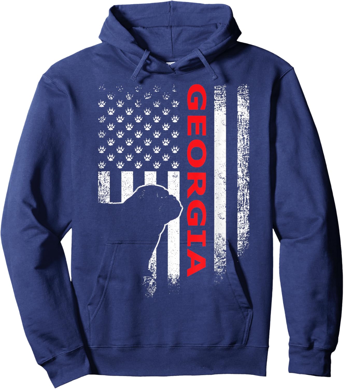 Georgia USA Flag Patriotic. GA Vintage Style Hoodie - Hoodie | Navy