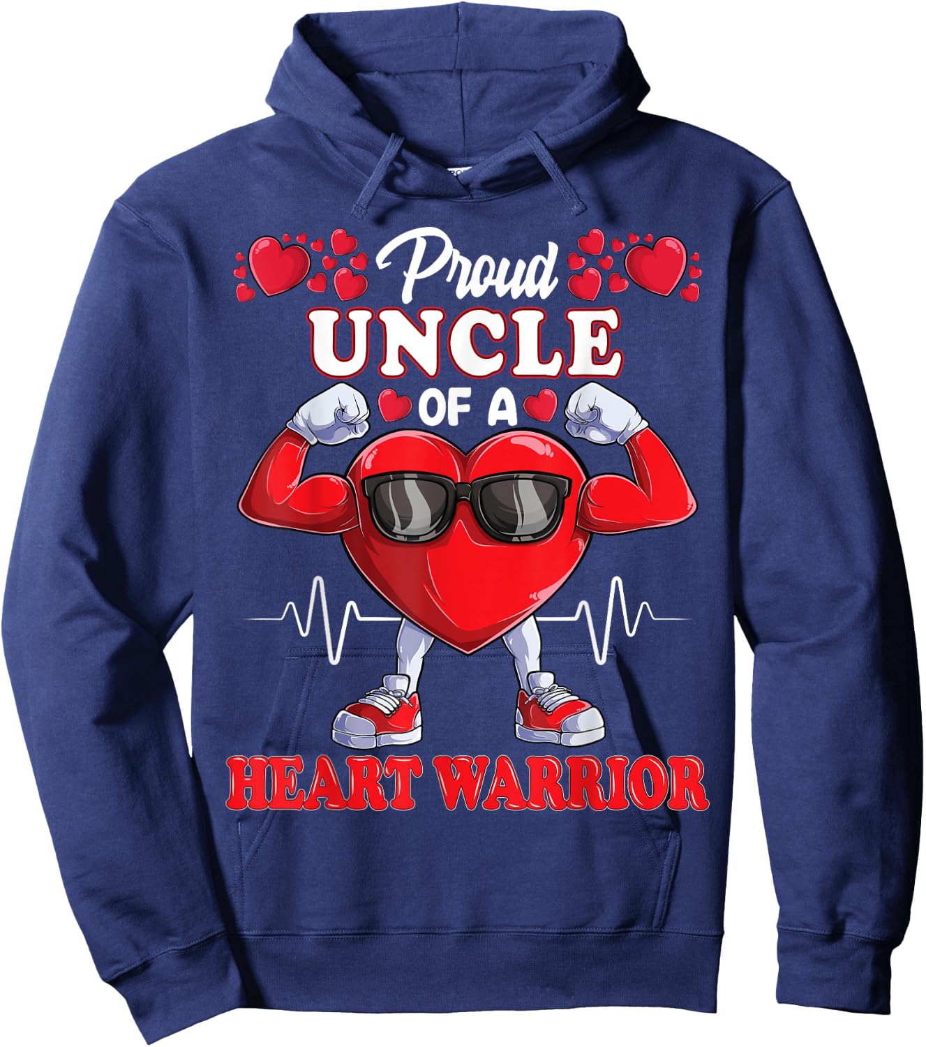 Proud Uncle of a Heart Warrior CHD Awareness Hoodie - Hoodie | Navy