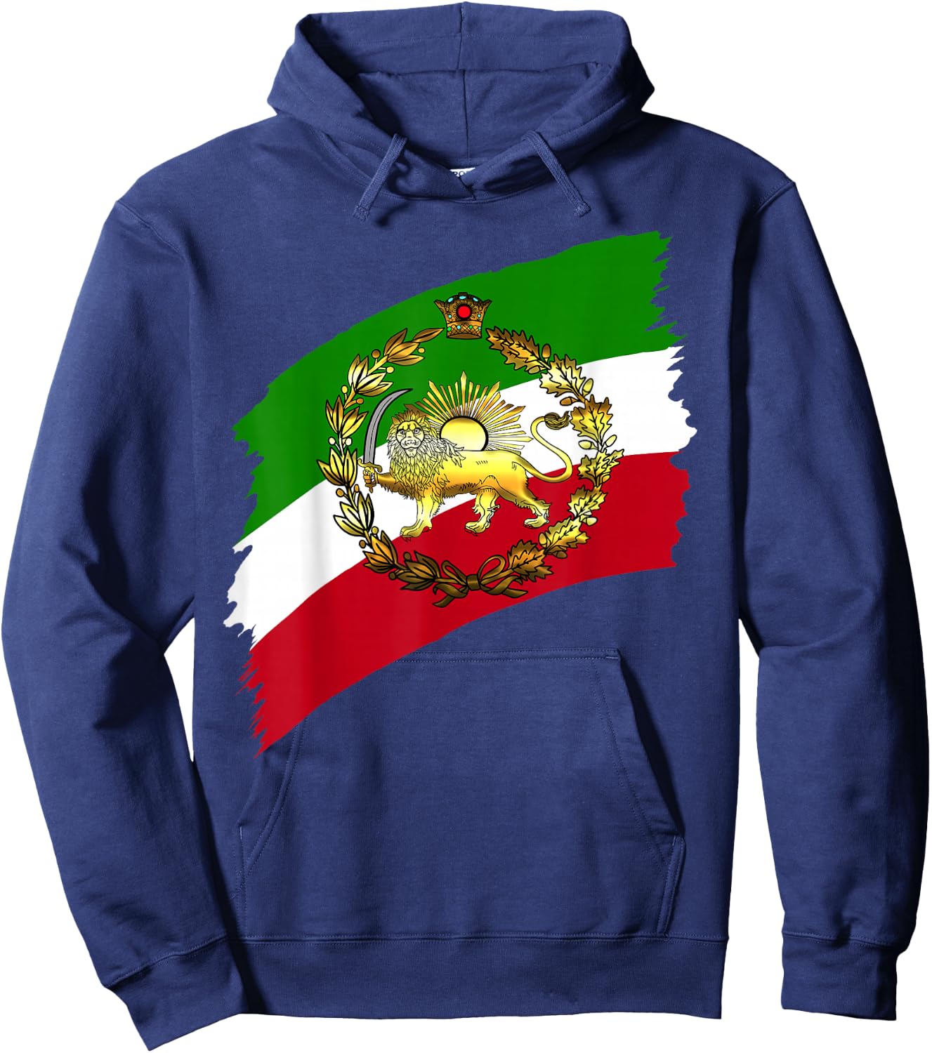 Iran flag with lion and crown Hoodie - Hoodie | Navy
