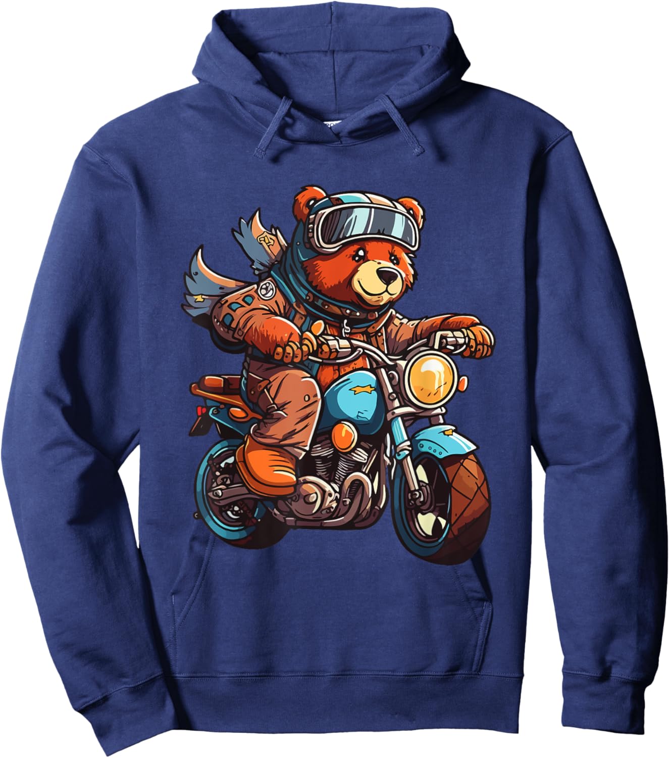 Bear on motorcycle riding biker motorcyclist Hoodie - Hoodie | Navy