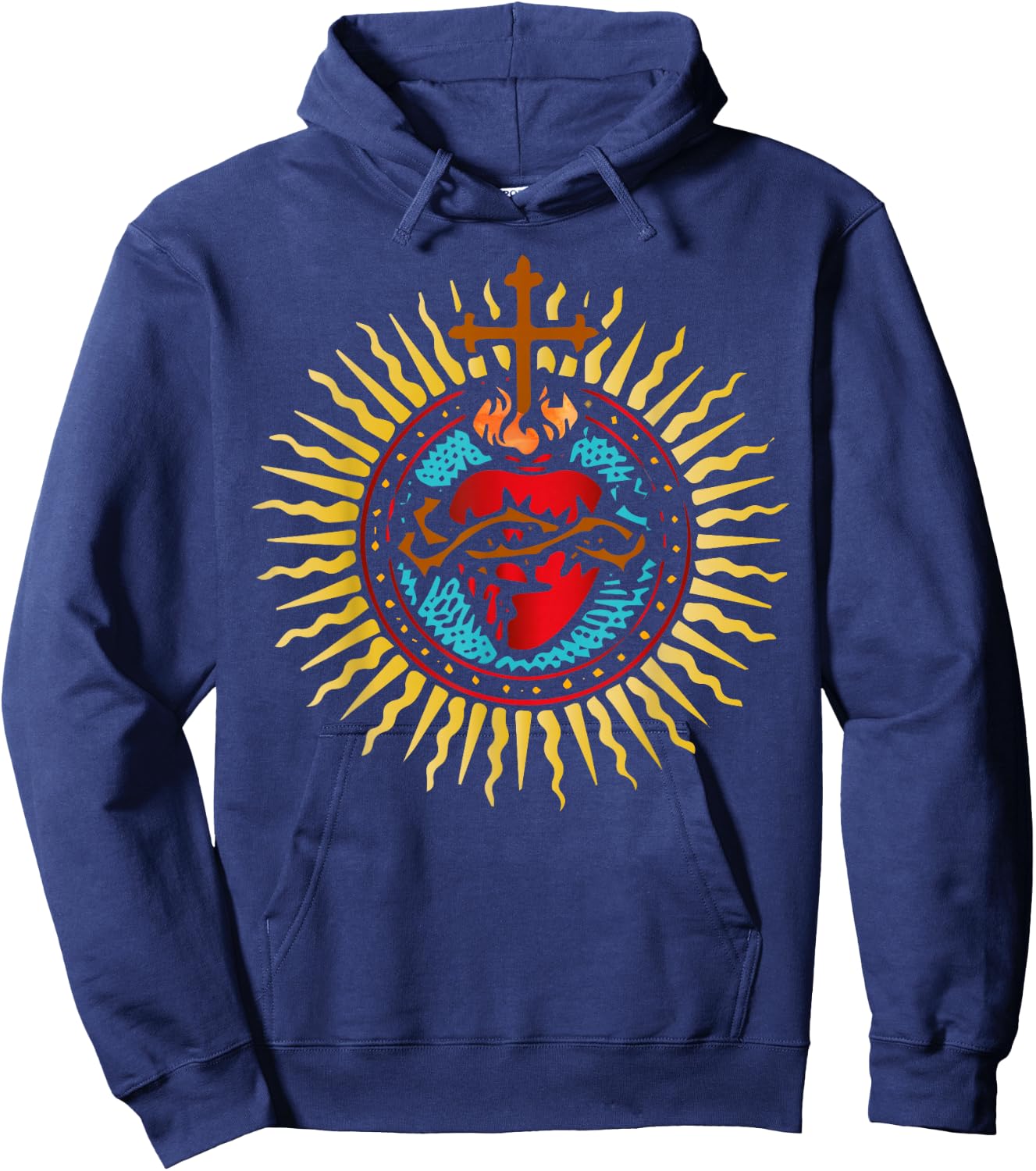 Sacred Heart of Jesus Catholic Art Latin Mass Hoodie - Hoodie | Navy