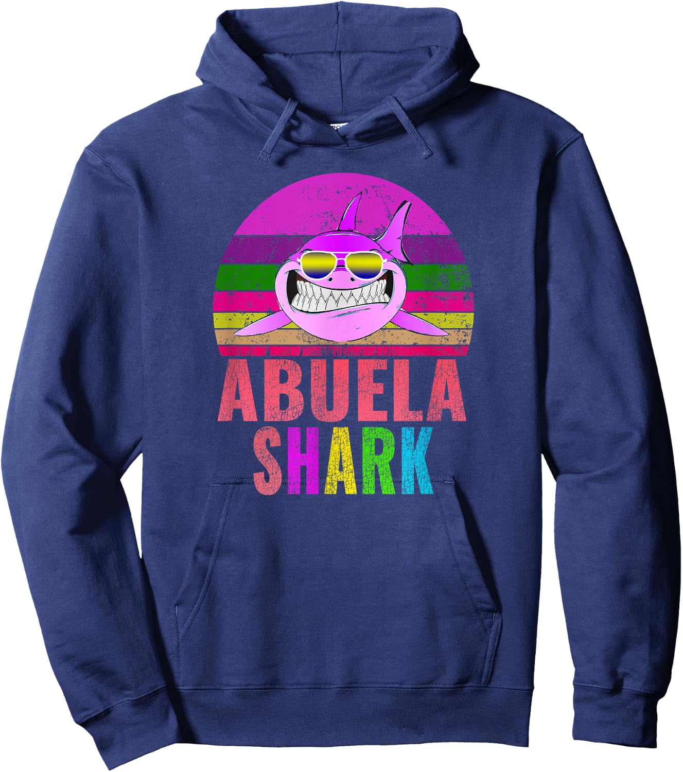Abuela Shark Funny Spanish Grandma Vintage Hoodie - Hoodie | Navy