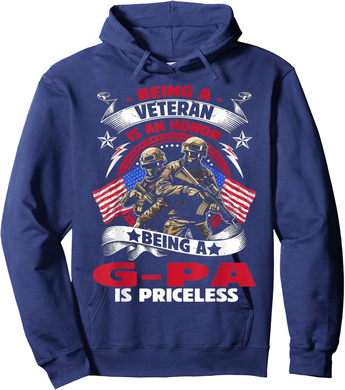 Veteran G Pa Grandpa USA Flag 4th Of July Hoodie - Hoodie | Navy
