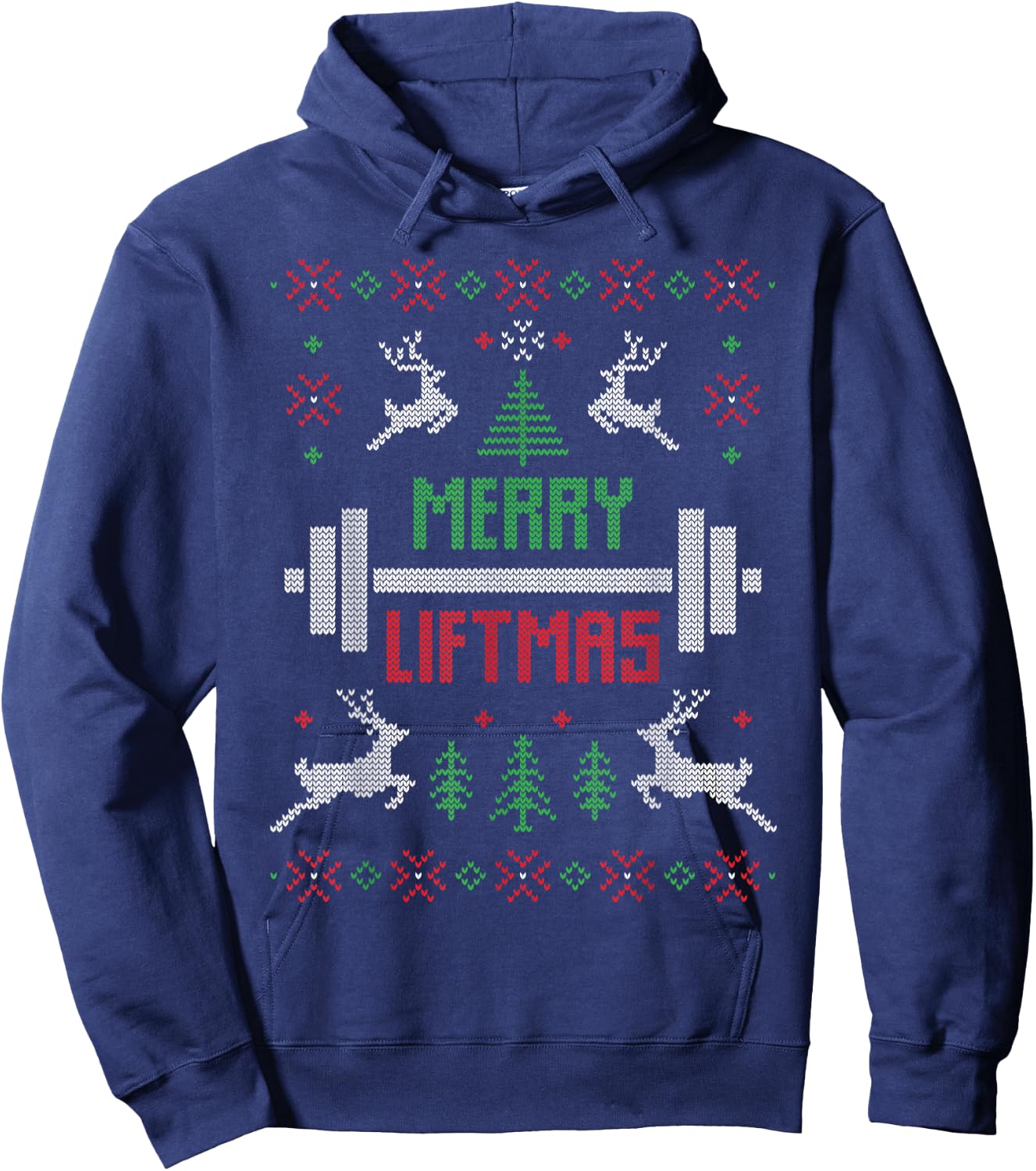 Merry Liftmas Ugly Christmas Hoodie - Hoodie | Navy