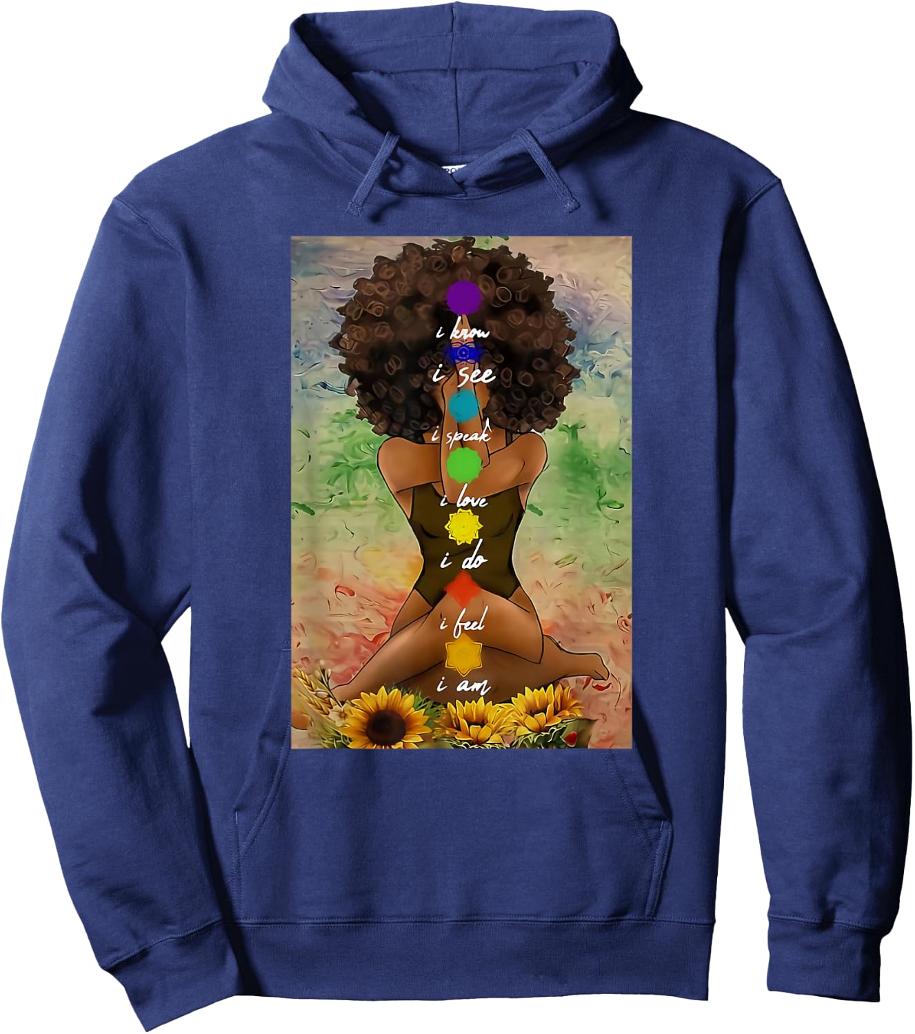 Yoga African American Wall Art Hoodie - Hoodie | Navy
