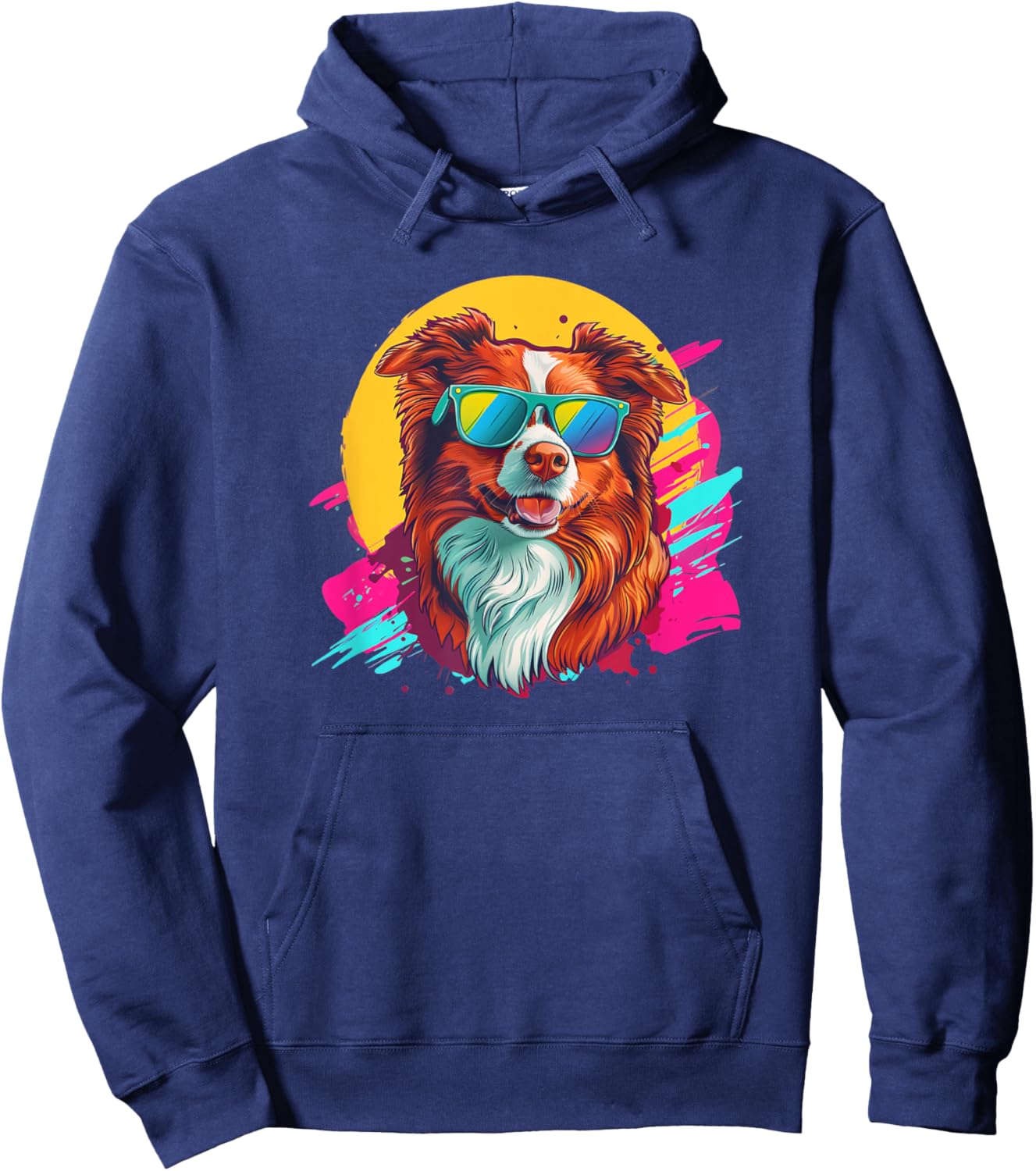 & Funny Retro Vintage Red Border Collie Lover Hoodie - Hoodie | Navy